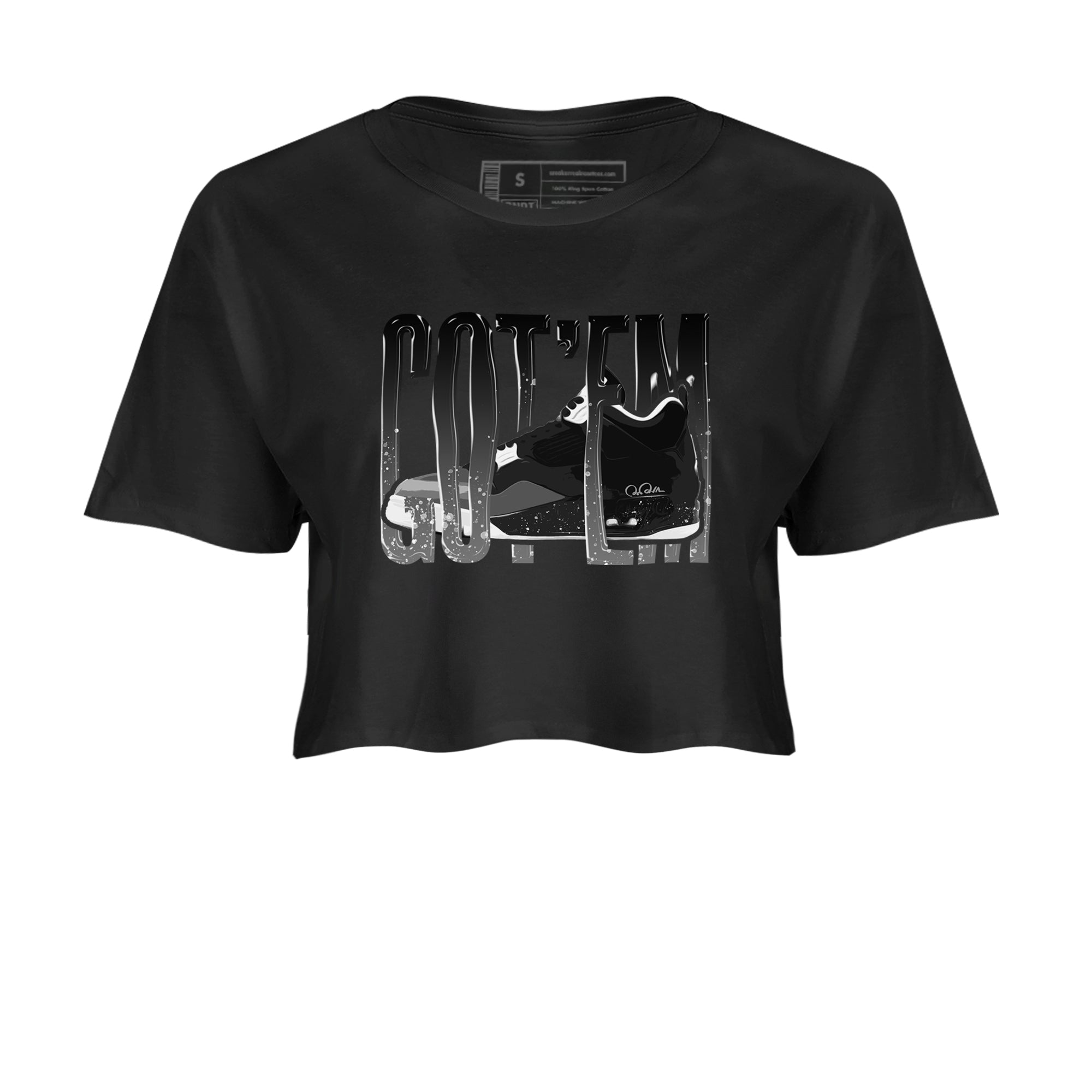 4s Fear shirts to match jordans Wiggling Gotem sneaker match tees Air Jordan 4 Fear match shoes to clothes Drip Gear Zone unisex cotton Black 2 crop tee