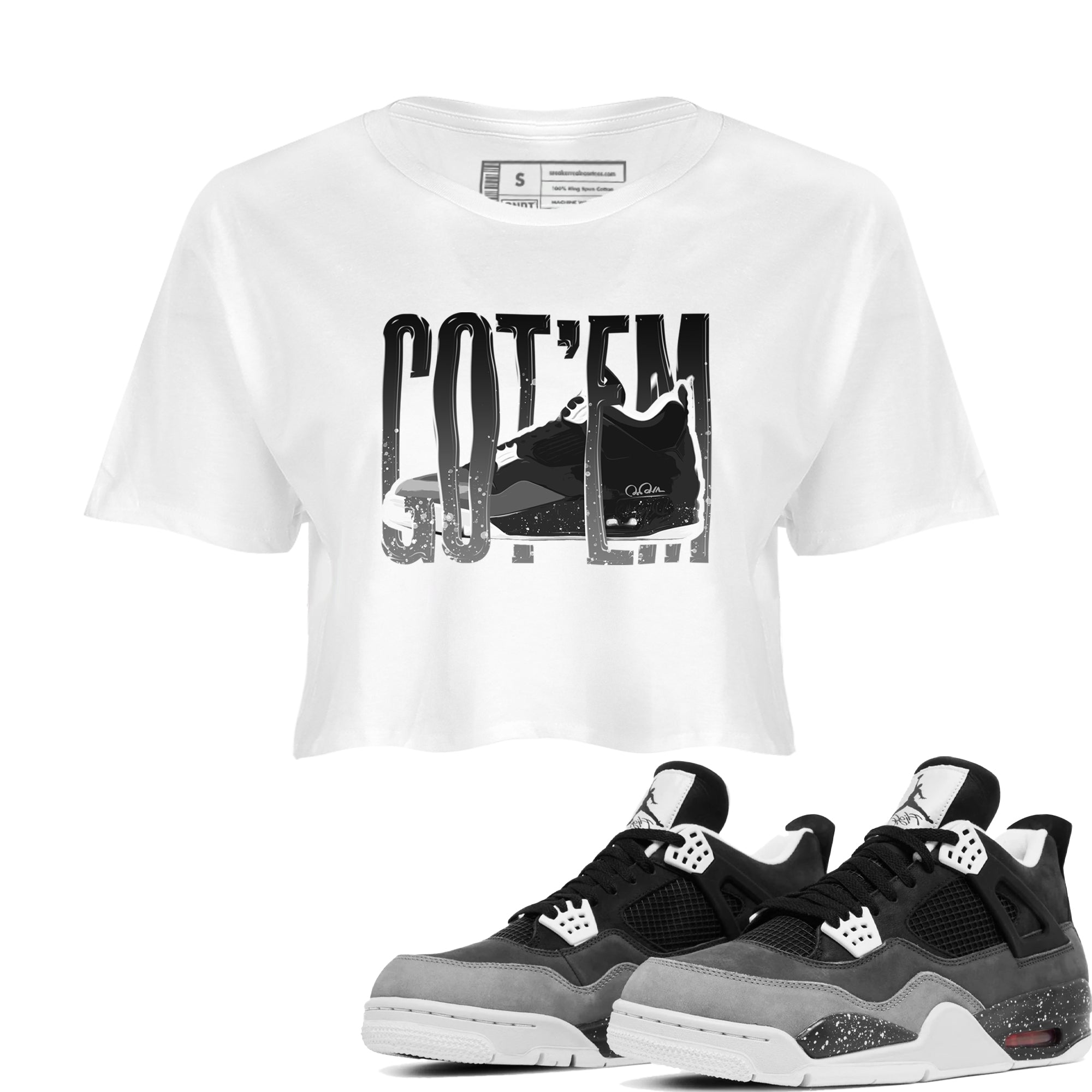 4s Fear shirts to match jordans Wiggling Gotem sneaker match tees Air Jordan 4 Fear match shoes to clothes Drip Gear Zone unisex cotton White 1 crop tee