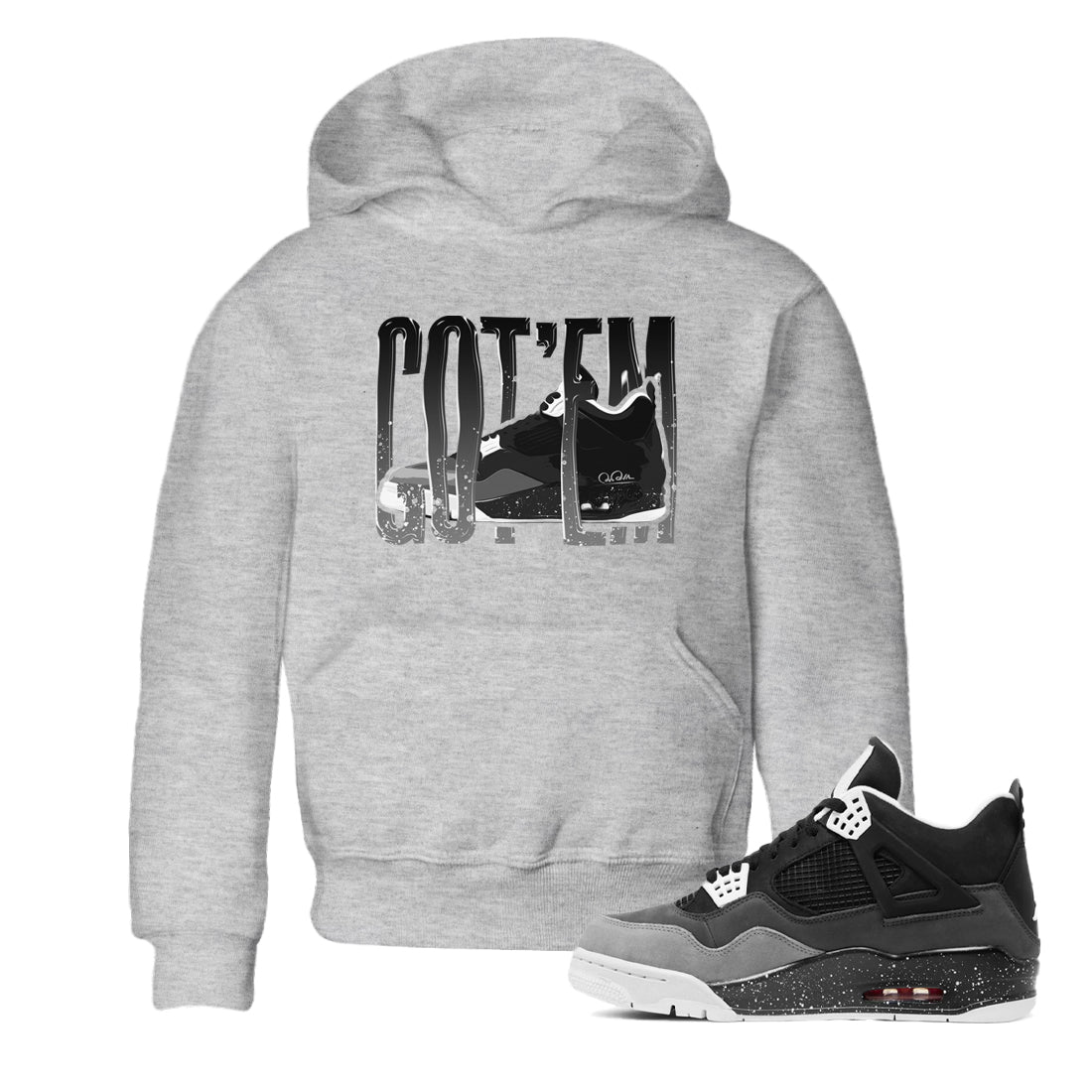 4s Fear shirts to match jordans Wiggling Gotem sneaker match tees Air Jordan 4 Fear match shoes to clothes Drip Gear Zone Youth Baby Heather Grey 1 tee