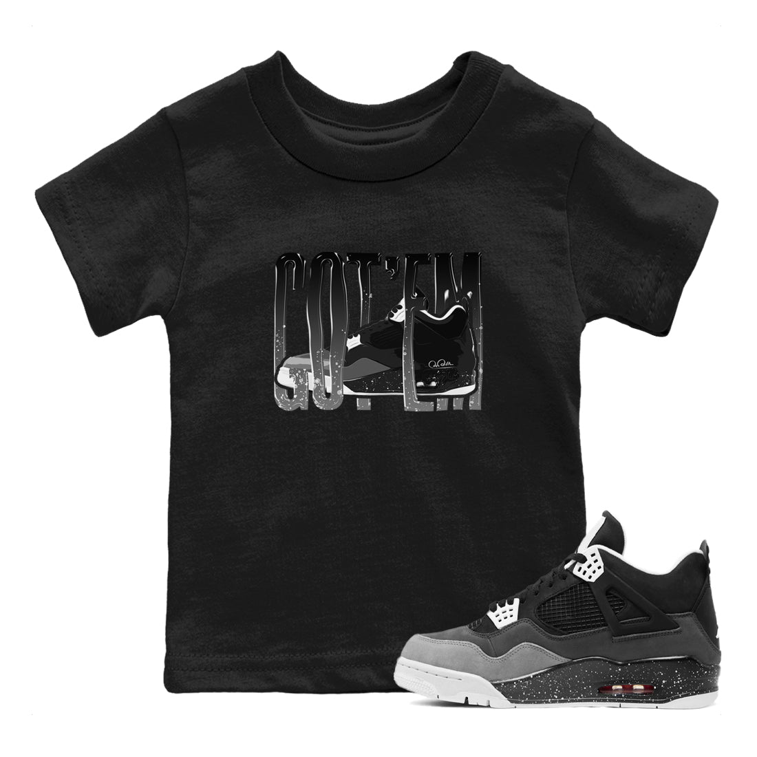 4s Fear shirts to match jordans Wiggling Gotem sneaker match tees Air Jordan 4 Fear match shoes to clothes Drip Gear Zone Youth Baby Black 1 tee