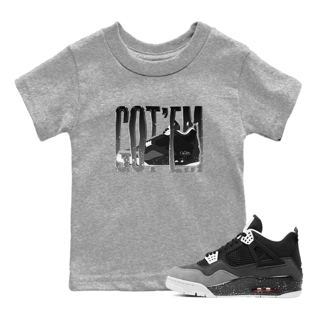 4s Fear shirts to match jordans Wiggling Gotem sneaker match tees Air Jordan 4 Fear match shoes to clothes Drip Gear Zone Youth Baby Heather Grey 1 tee