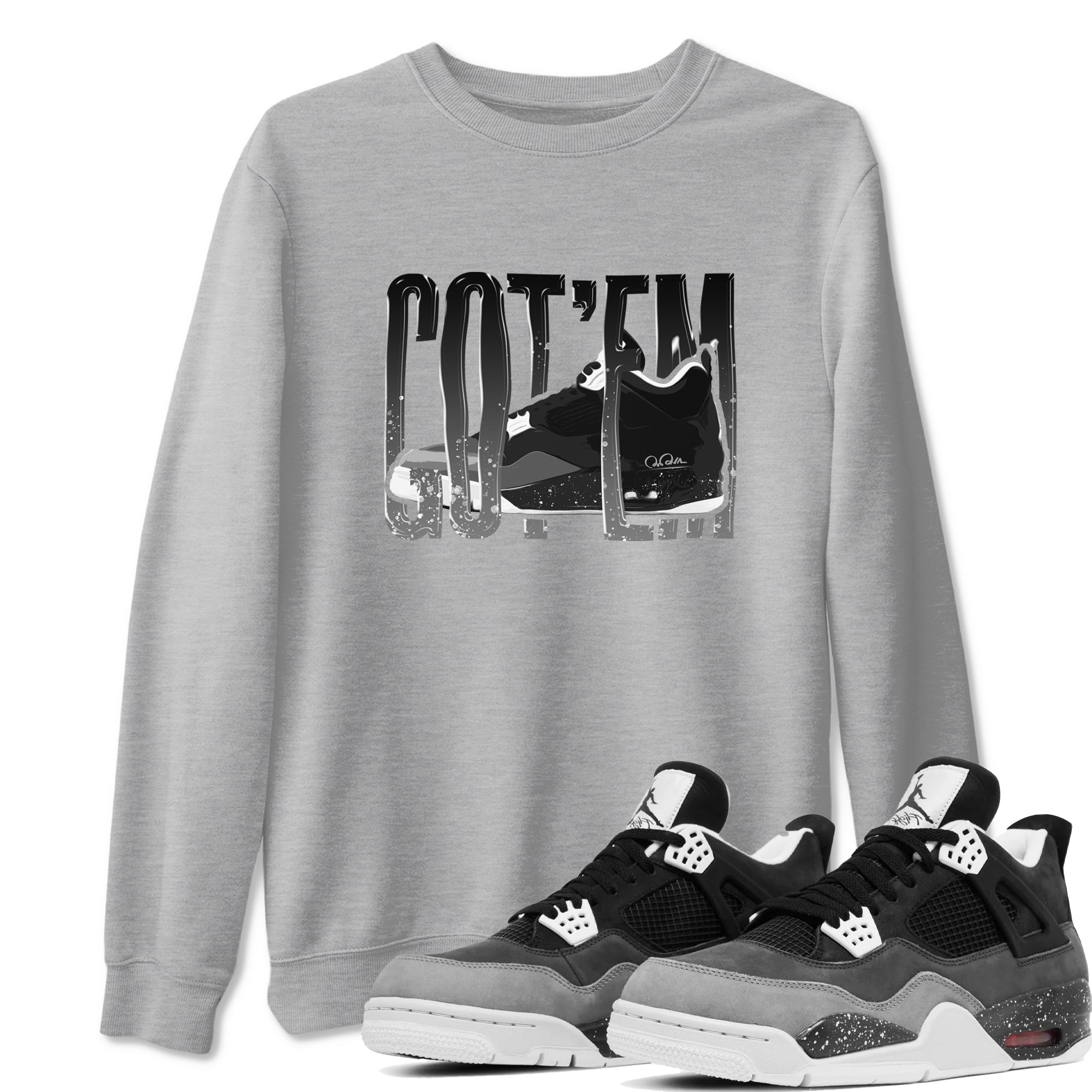 4s Fear shirts to match jordans Wiggling Gotem sneaker match tees Air Jordan 4 Fear match shoes to clothes Drip Gear Zone unisex cotton Heather Grey 1 shirts