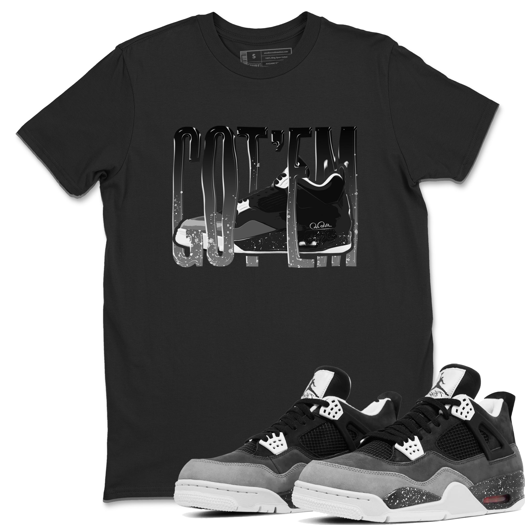 4s Fear shirts to match jordans Wiggling Gotem sneaker match tees Air Jordan 4 Fear match shoes to clothes Drip Gear Zone unisex cotton Black 1 shirts