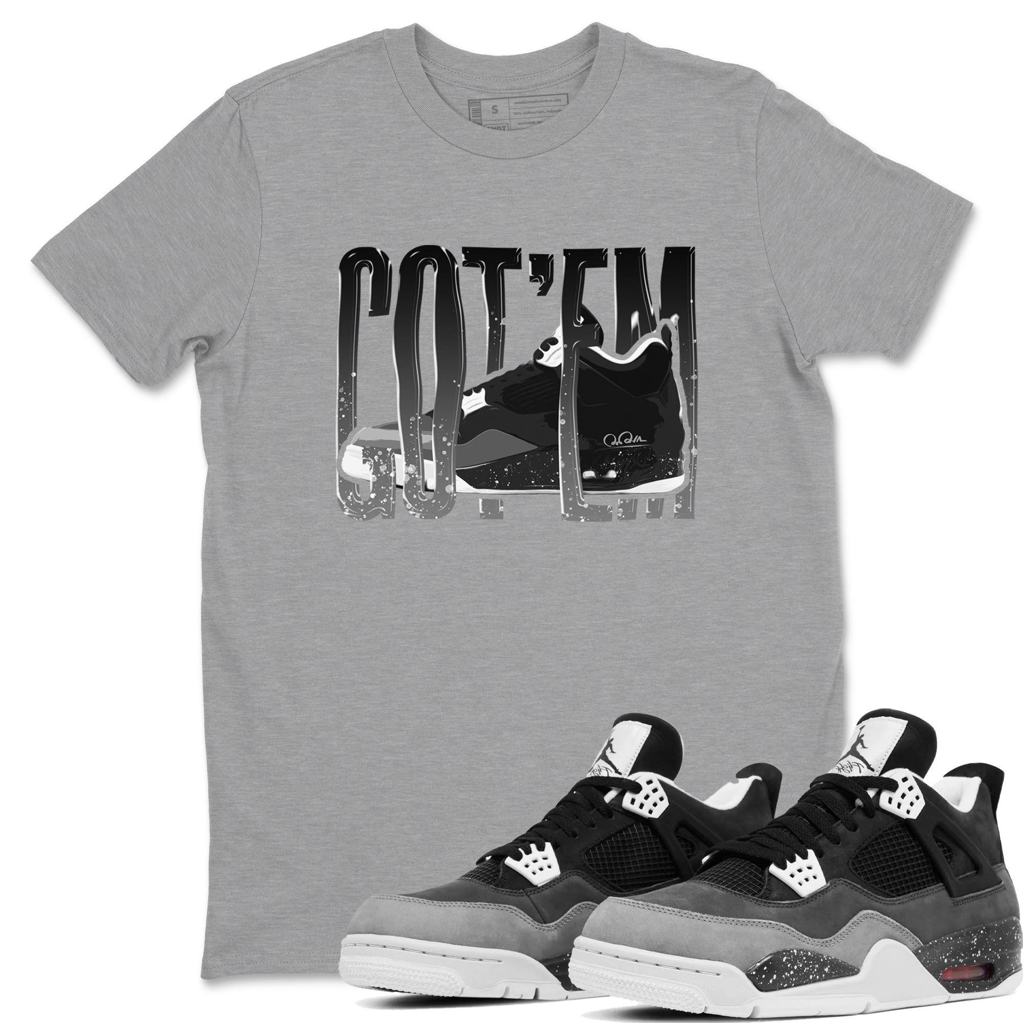 4s Fear shirts to match jordans Wiggling Gotem sneaker match tees Air Jordan 4 Fear match shoes to clothes Drip Gear Zone unisex cotton Heather Grey 1 shirts