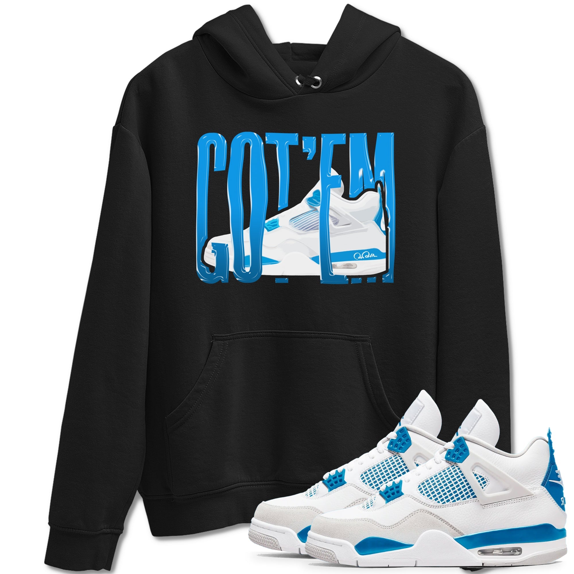 AJ4 Military Blue shirt to match jordans Wiggling Gotem sneaker tees Air Jordan 4 Military Blue Drip Gear Zone unisex cotton Black 1 crew neck shirt