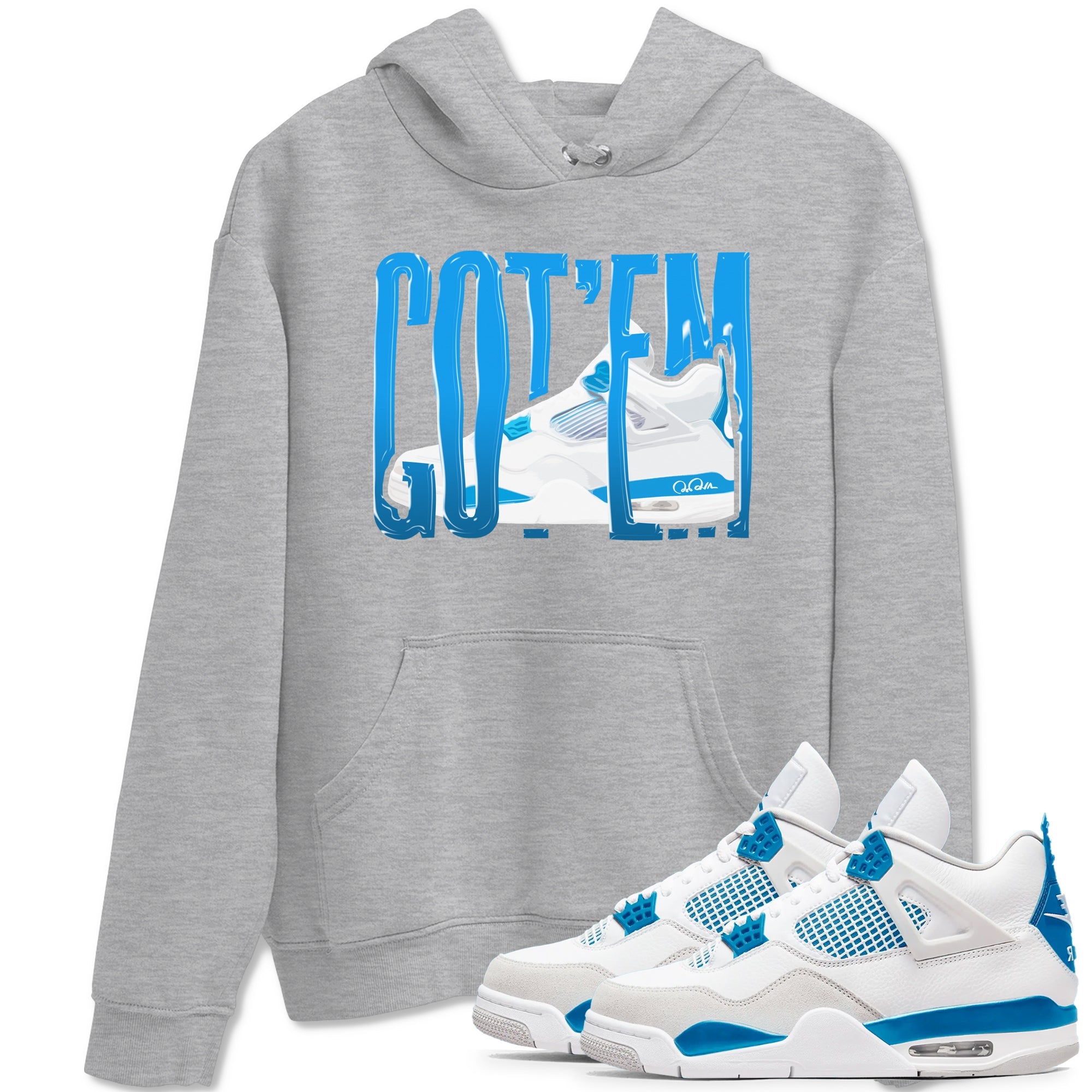 AJ4 Military Blue shirt to match jordans Wiggling Gotem sneaker tees Air Jordan 4 Military Blue Drip Gear Zone unisex cotton Heather Grey 1 crew neck shirt