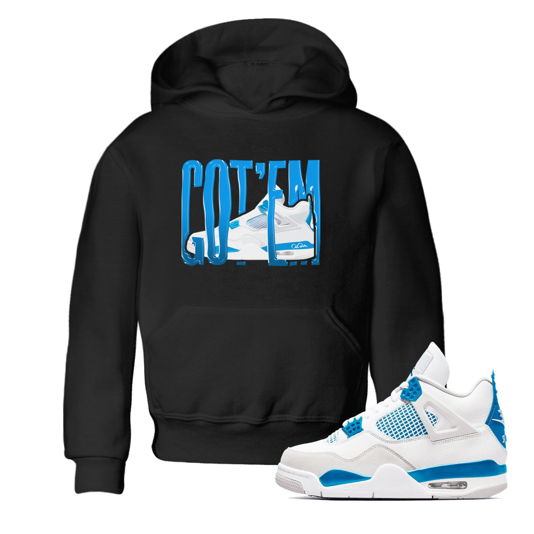 AJ4 Military Blue shirt to match jordans Wiggling Gotem sneaker tees Air Jordan 4 Military Blue Drip Gear Zone baby toddler Black 1 cotton Shirt