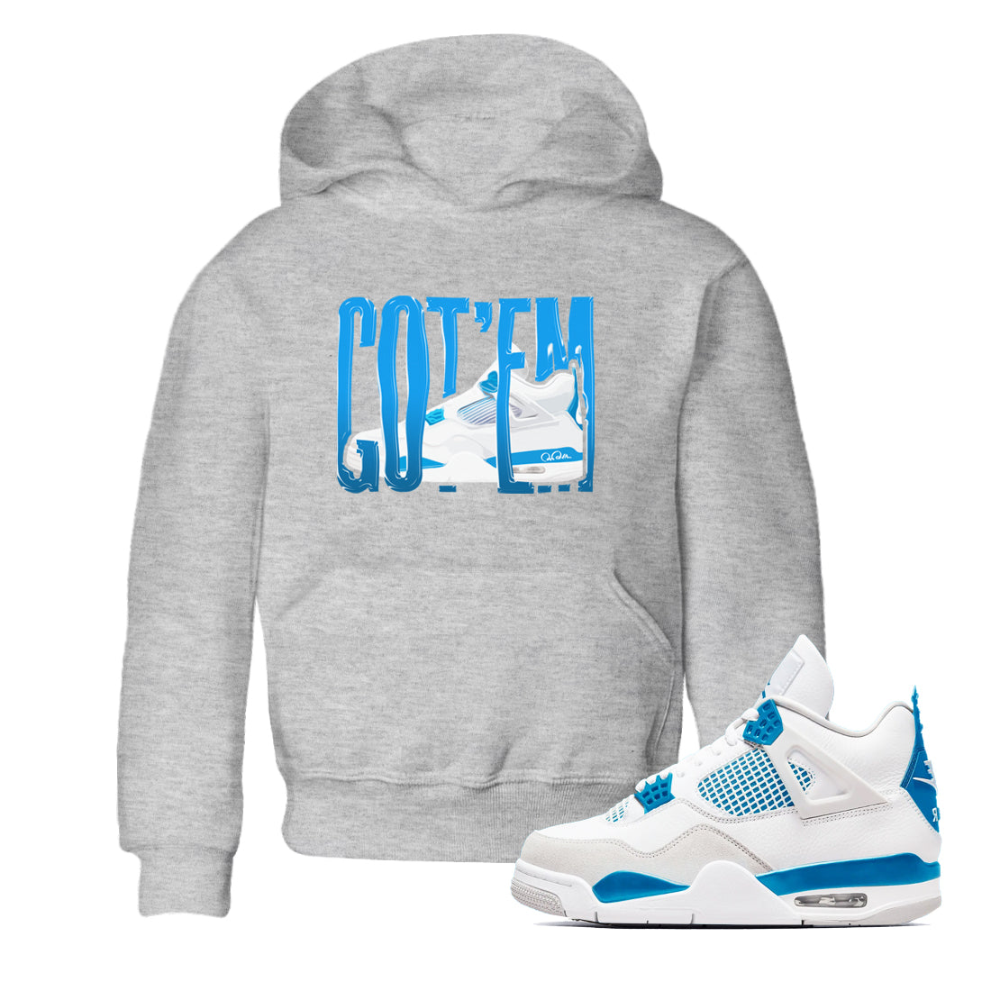 AJ4 Military Blue shirt to match jordans Wiggling Gotem sneaker tees Air Jordan 4 Military Blue Drip Gear Zone baby toddler Heather Grey 1 cotton Shirt