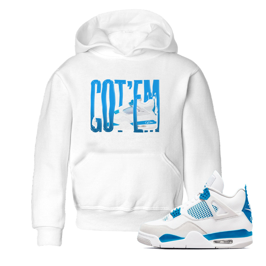 AJ4 Military Blue shirt to match jordans Wiggling Gotem sneaker tees Air Jordan 4 Military Blue Drip Gear Zone baby toddler White 1 cotton Shirt