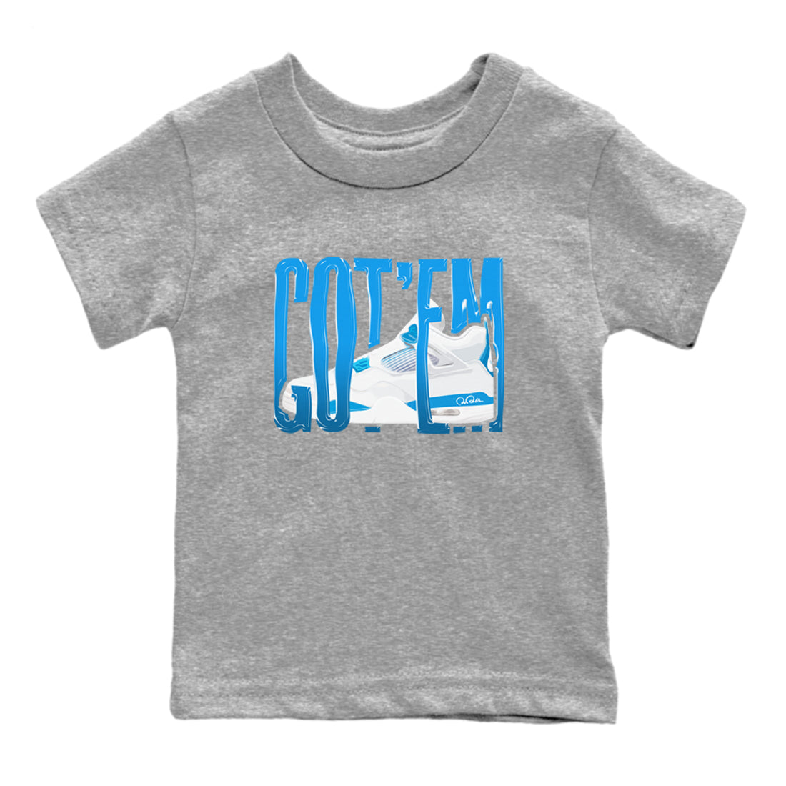 AJ4 Military Blue shirt to match jordans Wiggling Gotem sneaker tees Air Jordan 4 Military Blue Drip Gear Zone baby toddler Heather Grey 2 cotton Shirt