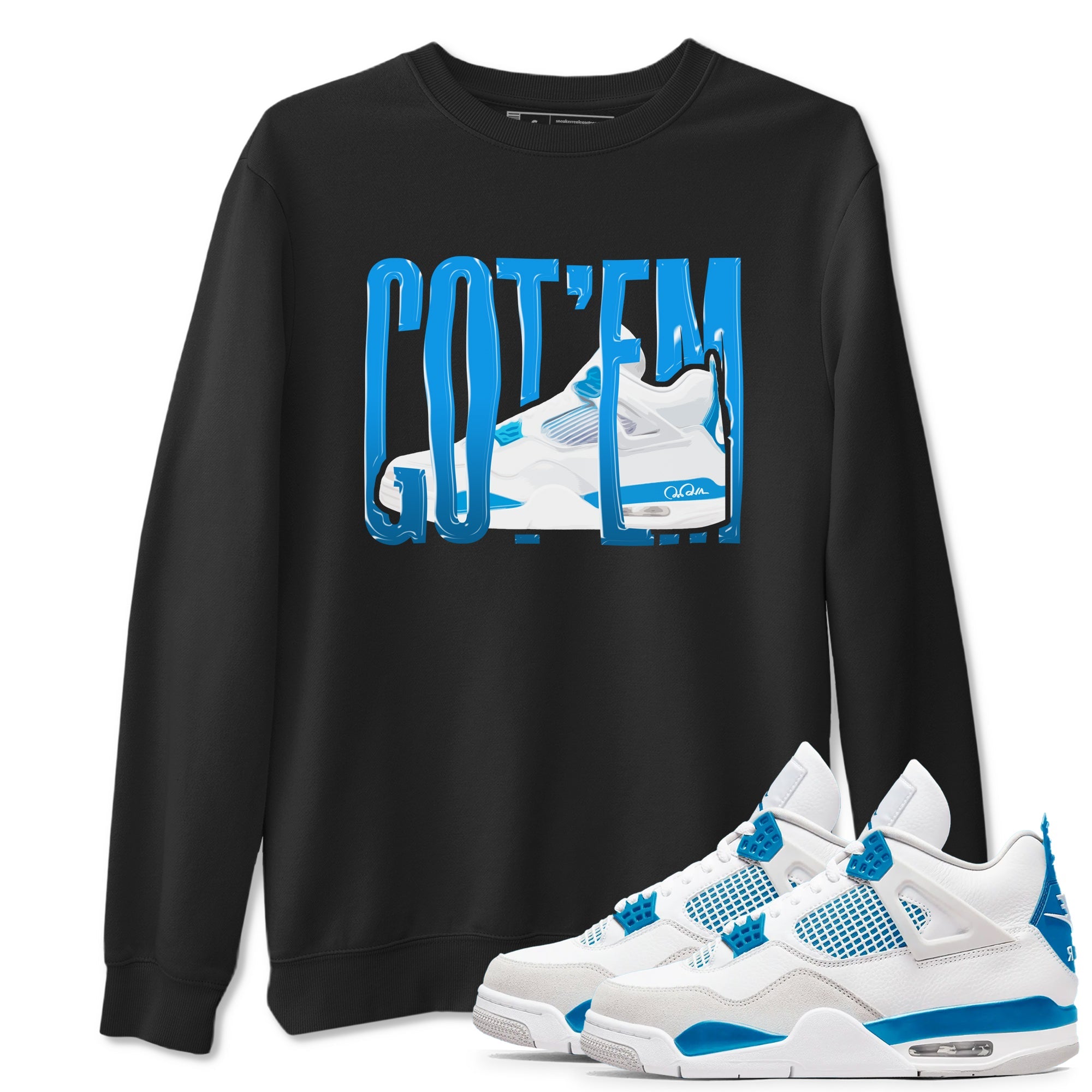 AJ4 Military Blue shirt to match jordans Wiggling Gotem sneaker tees Air Jordan 4 Military Blue Drip Gear Zone unisex cotton Black 1 crew neck shirt