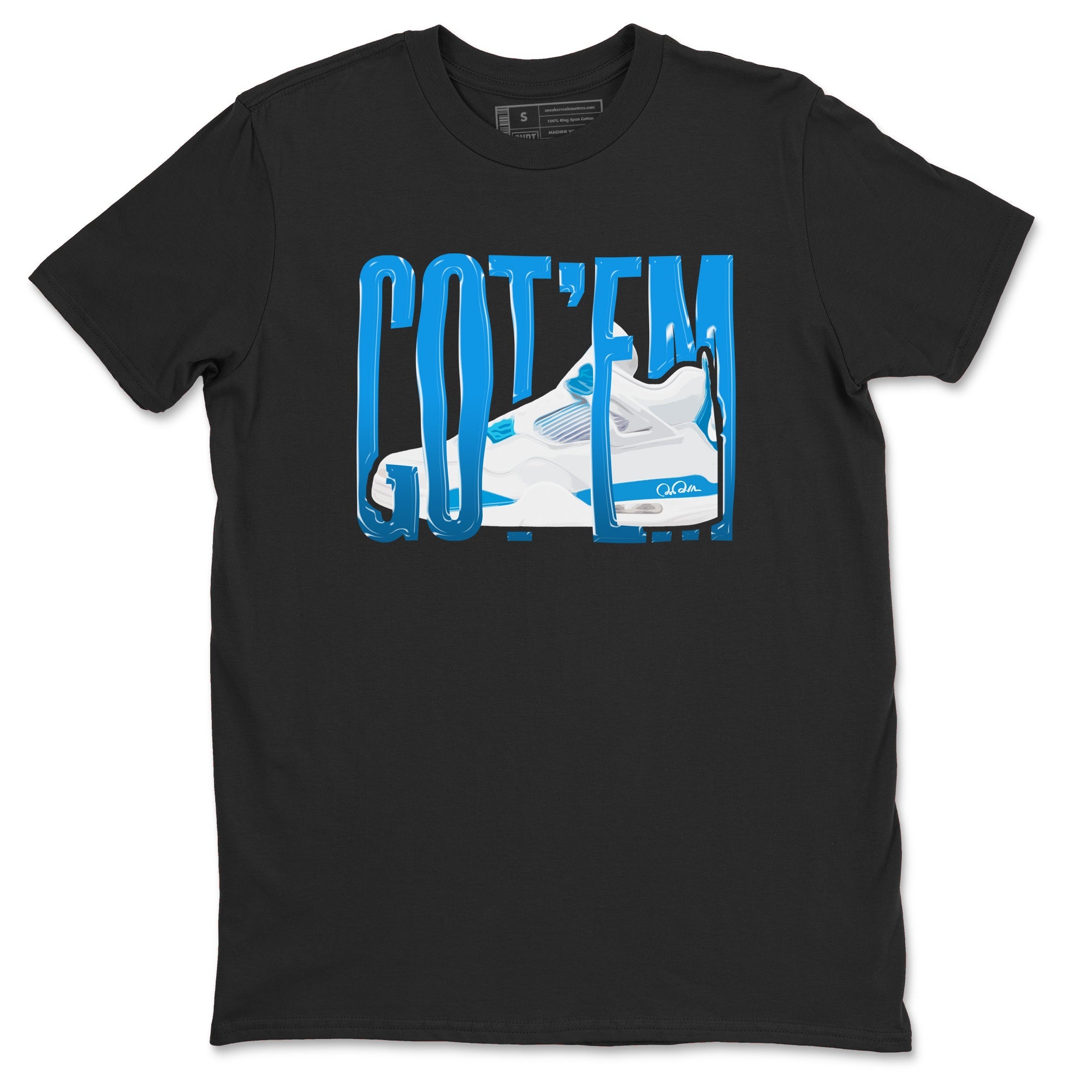 AJ4 Military Blue shirt to match jordans Wiggling Gotem sneaker tees Air Jordan 4 Military Blue Drip Gear Zone unisex cotton Black 2 crew neck shirt