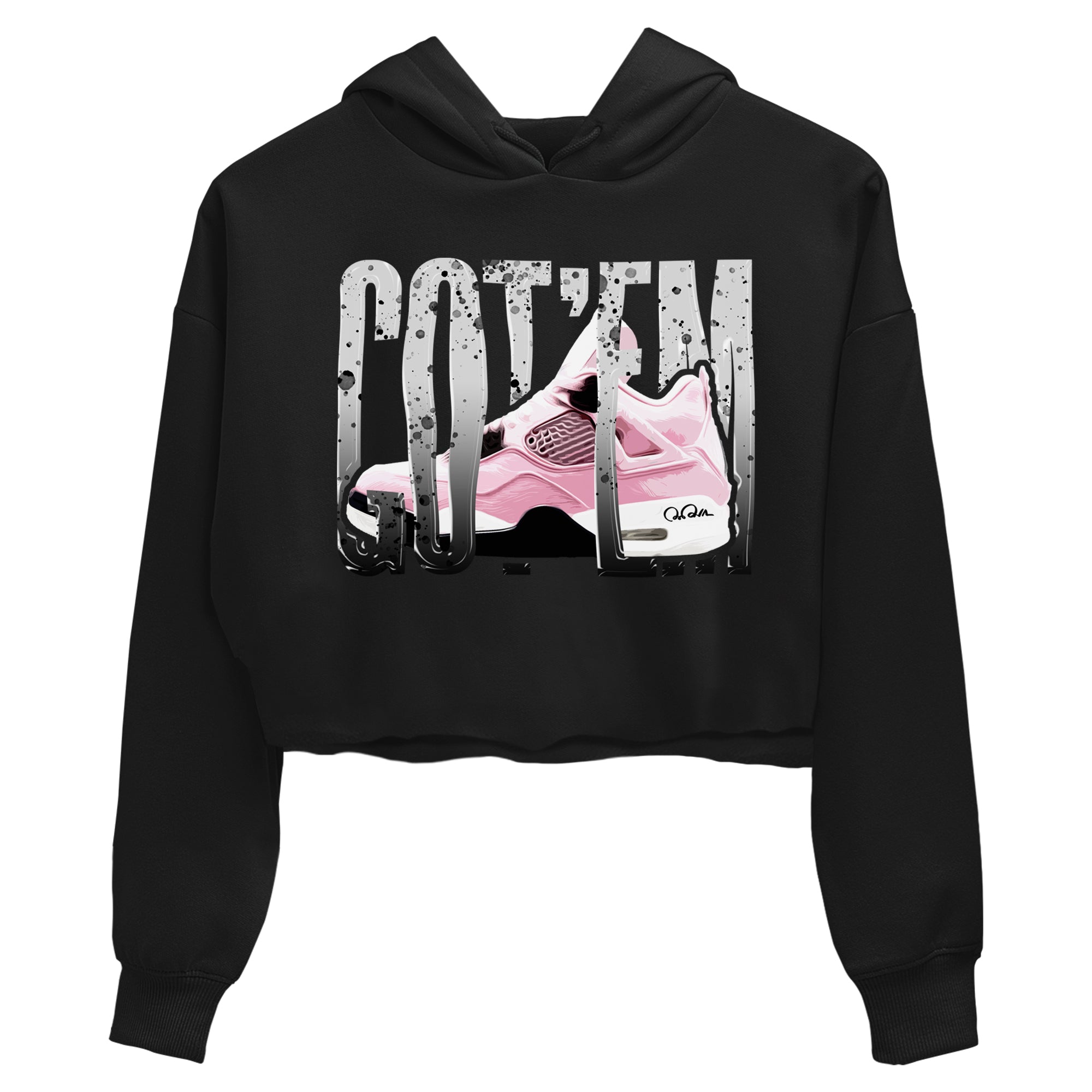 4s Retro Orchid shirts to match jordans Wiggling Gotem sneaker match tees Air Jordan 4 WMNS Orchid match shoes to clothes Drip Gear Zone unisex cotton Black 2 crop tee