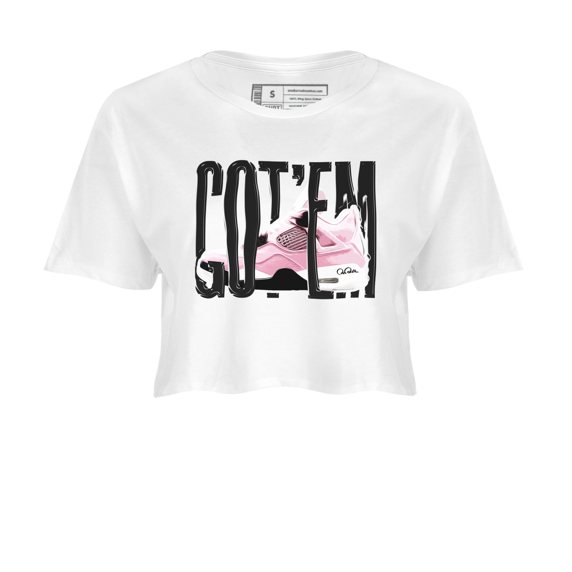 4s Retro Orchid shirts to match jordans Wiggling Gotem sneaker match tees Air Jordan 4 WMNS Orchid match shoes to clothes Drip Gear Zone unisex cotton White 2 crop tee