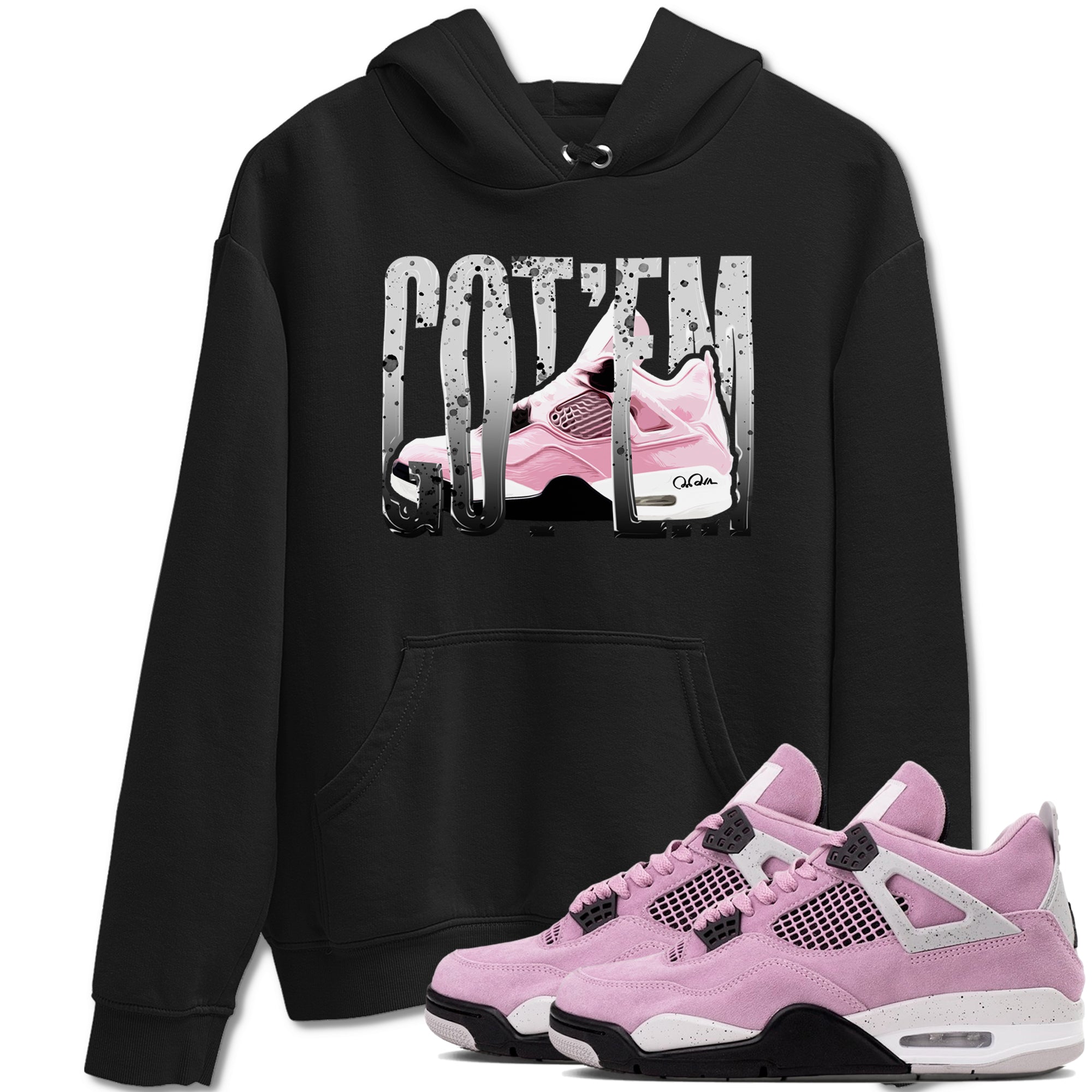 4s Retro Orchid shirts to match jordans Wiggling Gotem sneaker match tees Air Jordan 4 WMNS Orchid match shoes to clothes Drip Gear Zone unisex cotton Black 1 shirts