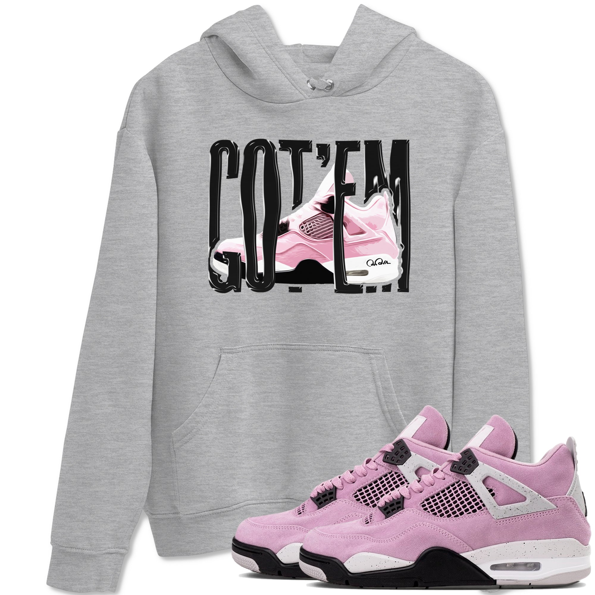4s Retro Orchid shirts to match jordans Wiggling Gotem sneaker match tees Air Jordan 4 WMNS Orchid match shoes to clothes Drip Gear Zone unisex cotton Heather Grey 1 shirts