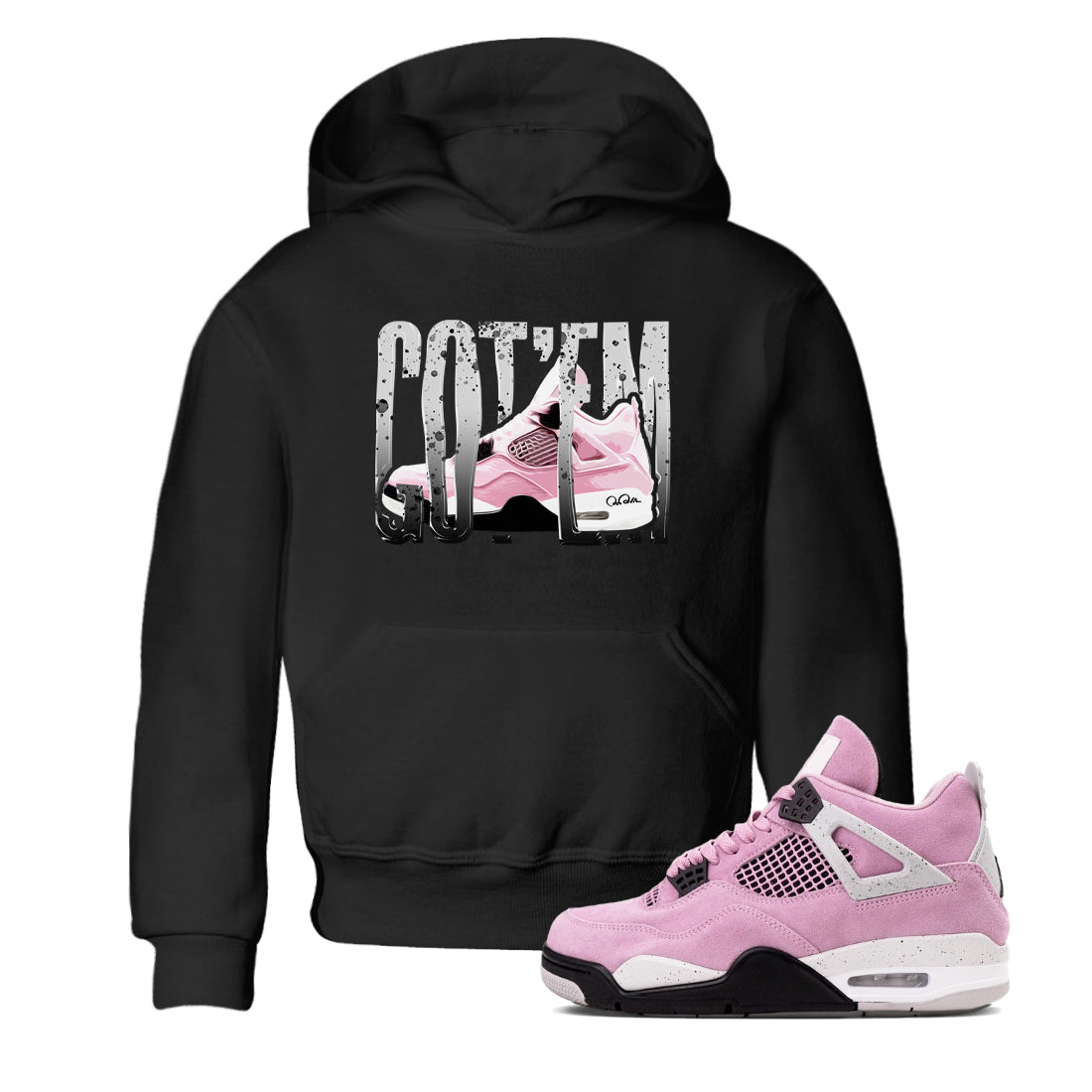 4s Retro Orchid shirts to match jordans Wiggling Gotem sneaker match tees Air Jordan 4 WMNS Orchid match shoes to clothes Drip Gear Zone Youth Baby Black 1 tee