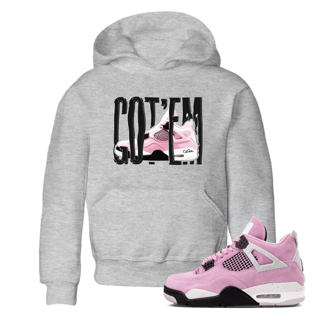 4s Retro Orchid shirts to match jordans Wiggling Gotem sneaker match tees Air Jordan 4 WMNS Orchid match shoes to clothes Drip Gear Zone Youth Baby Heather Grey 1 tee