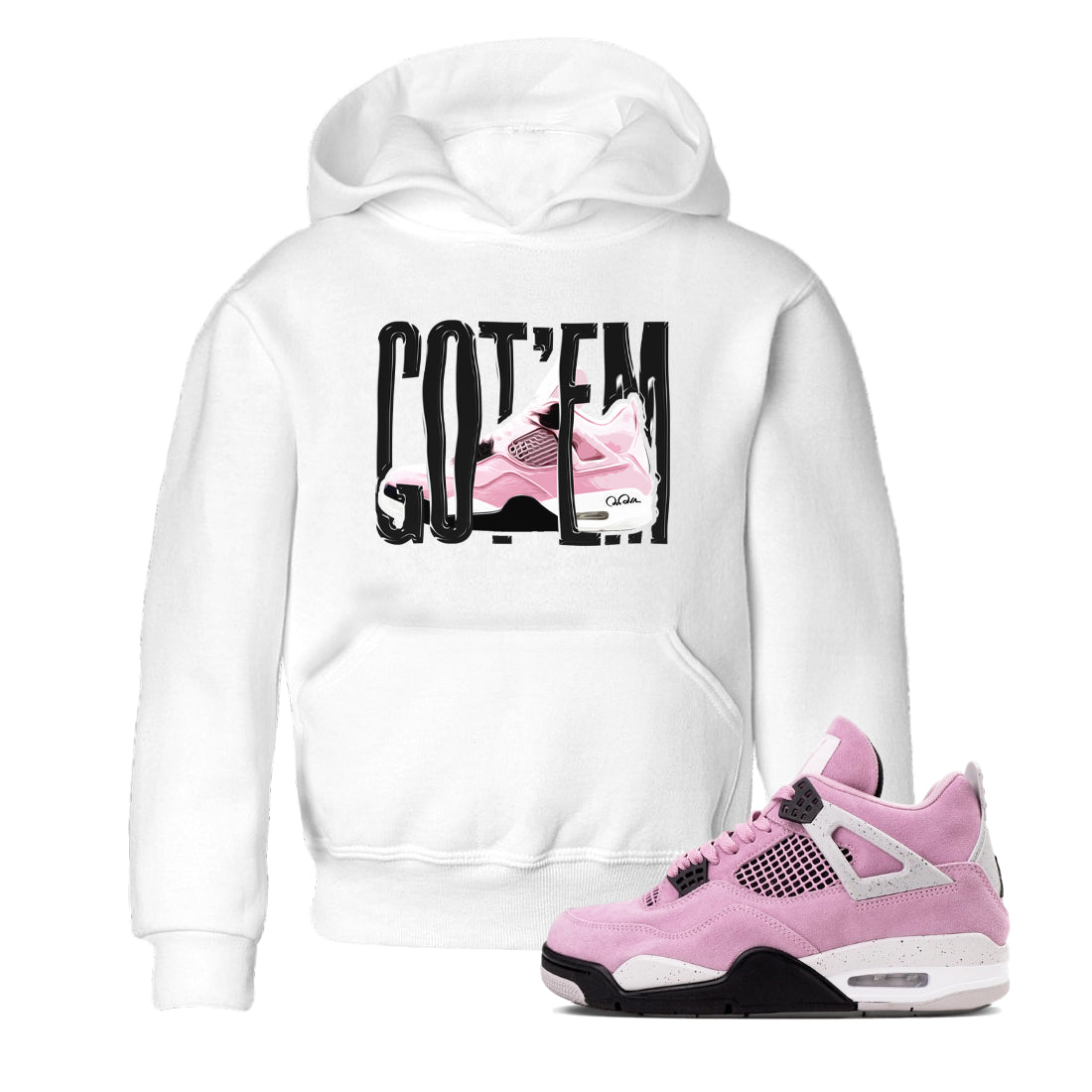 4s Retro Orchid shirts to match jordans Wiggling Gotem sneaker match tees Air Jordan 4 WMNS Orchid match shoes to clothes Drip Gear Zone Youth Baby White 1 tee