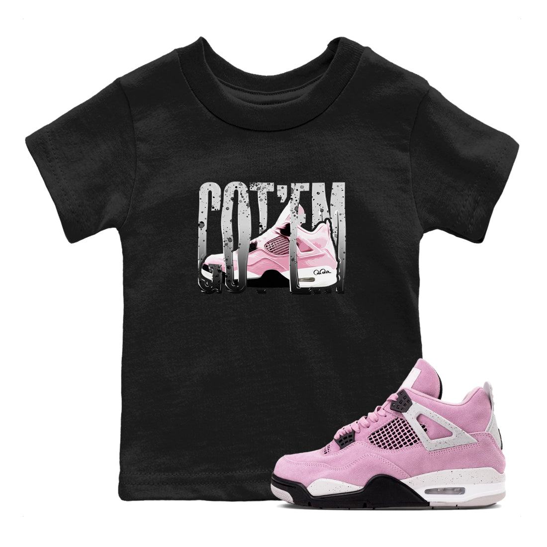 4s Retro Orchid shirts to match jordans Wiggling Gotem sneaker match tees Air Jordan 4 WMNS Orchid match shoes to clothes Drip Gear Zone Youth Baby Black 1 tee