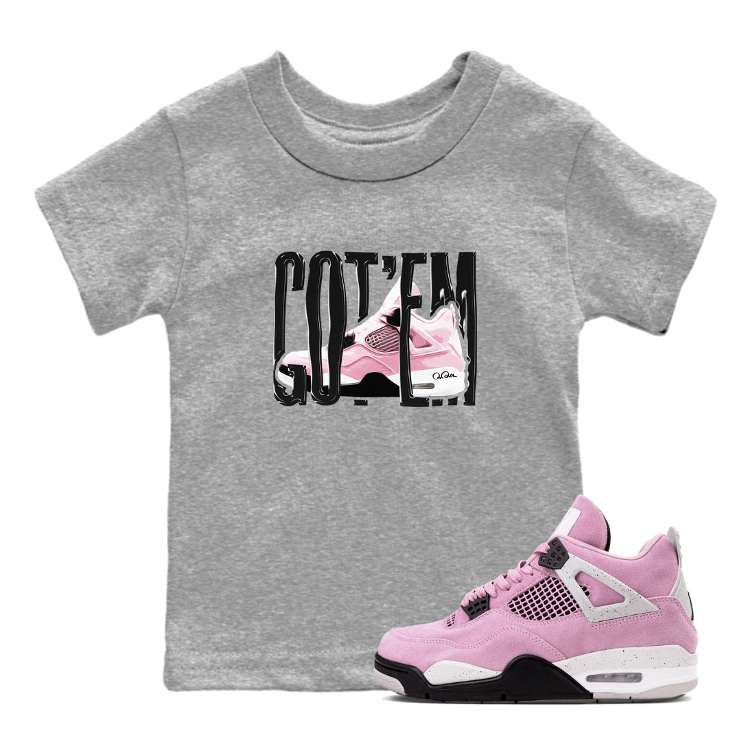 4s Retro Orchid shirts to match jordans Wiggling Gotem sneaker match tees Air Jordan 4 WMNS Orchid match shoes to clothes Drip Gear Zone Youth Baby Heather Grey 1 tee
