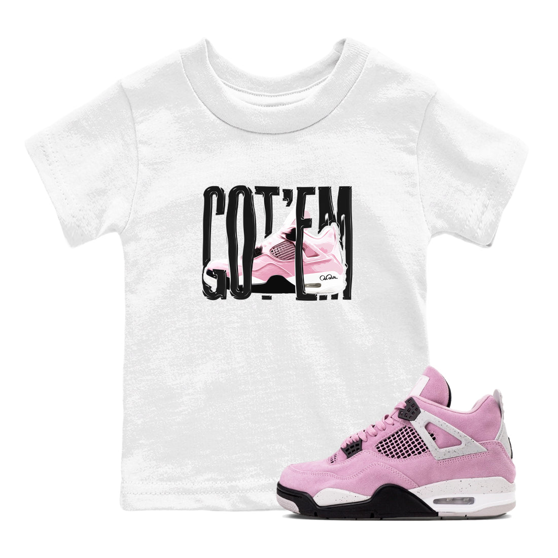 4s Retro Orchid shirts to match jordans Wiggling Gotem sneaker match tees Air Jordan 4 WMNS Orchid match shoes to clothes Drip Gear Zone Youth Baby White 1 tee