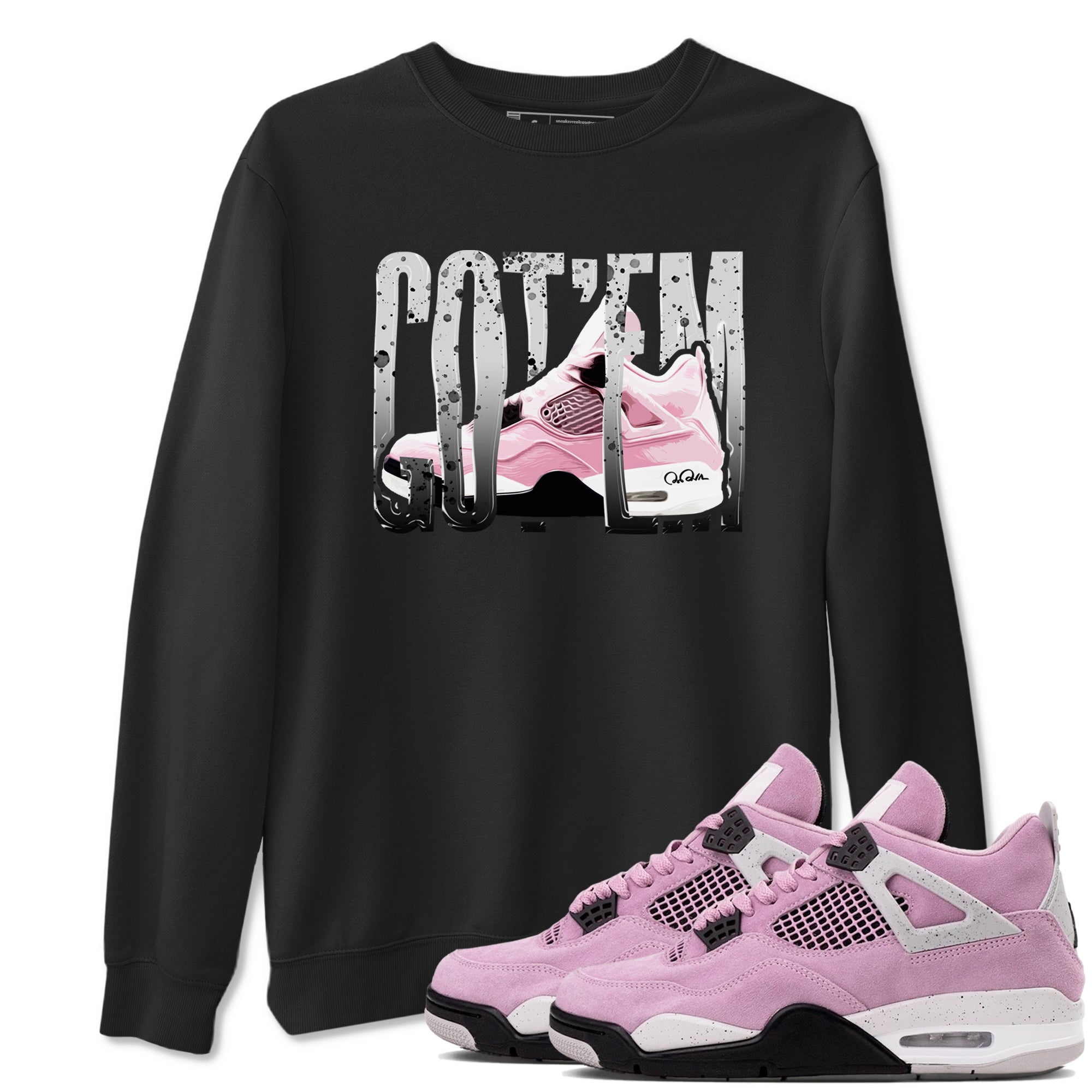4s Retro Orchid shirts to match jordans Wiggling Gotem sneaker match tees Air Jordan 4 WMNS Orchid match shoes to clothes Drip Gear Zone unisex cotton Black 1 shirts