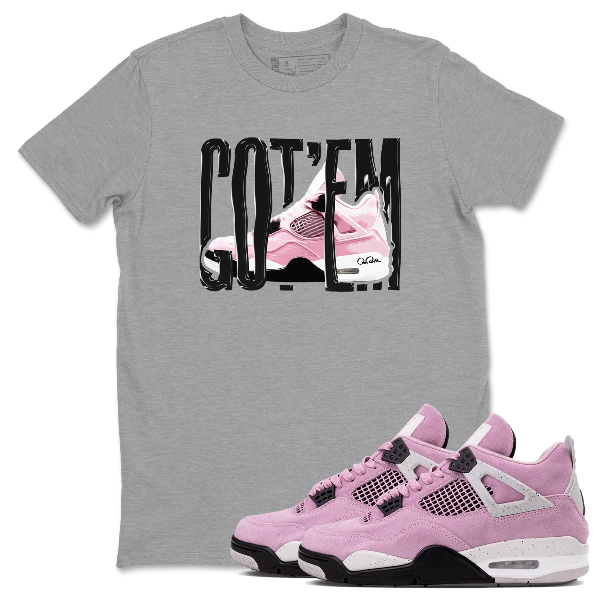 4s Retro Orchid shirts to match jordans Wiggling Gotem sneaker match tees Air Jordan 4 WMNS Orchid match shoes to clothes Drip Gear Zone unisex cotton Heather Grey 1 shirts