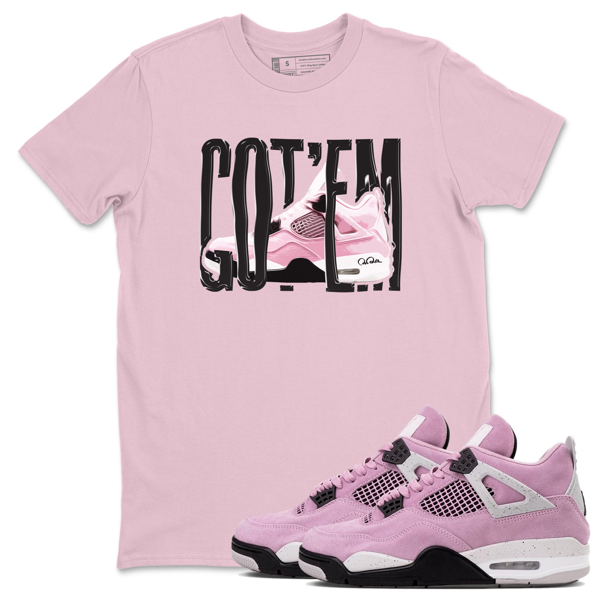 4s Retro Orchid shirts to match jordans Wiggling Gotem sneaker match tees Air Jordan 4 WMNS Orchid match shoes to clothes Drip Gear Zone unisex cotton Pink 1 shirts