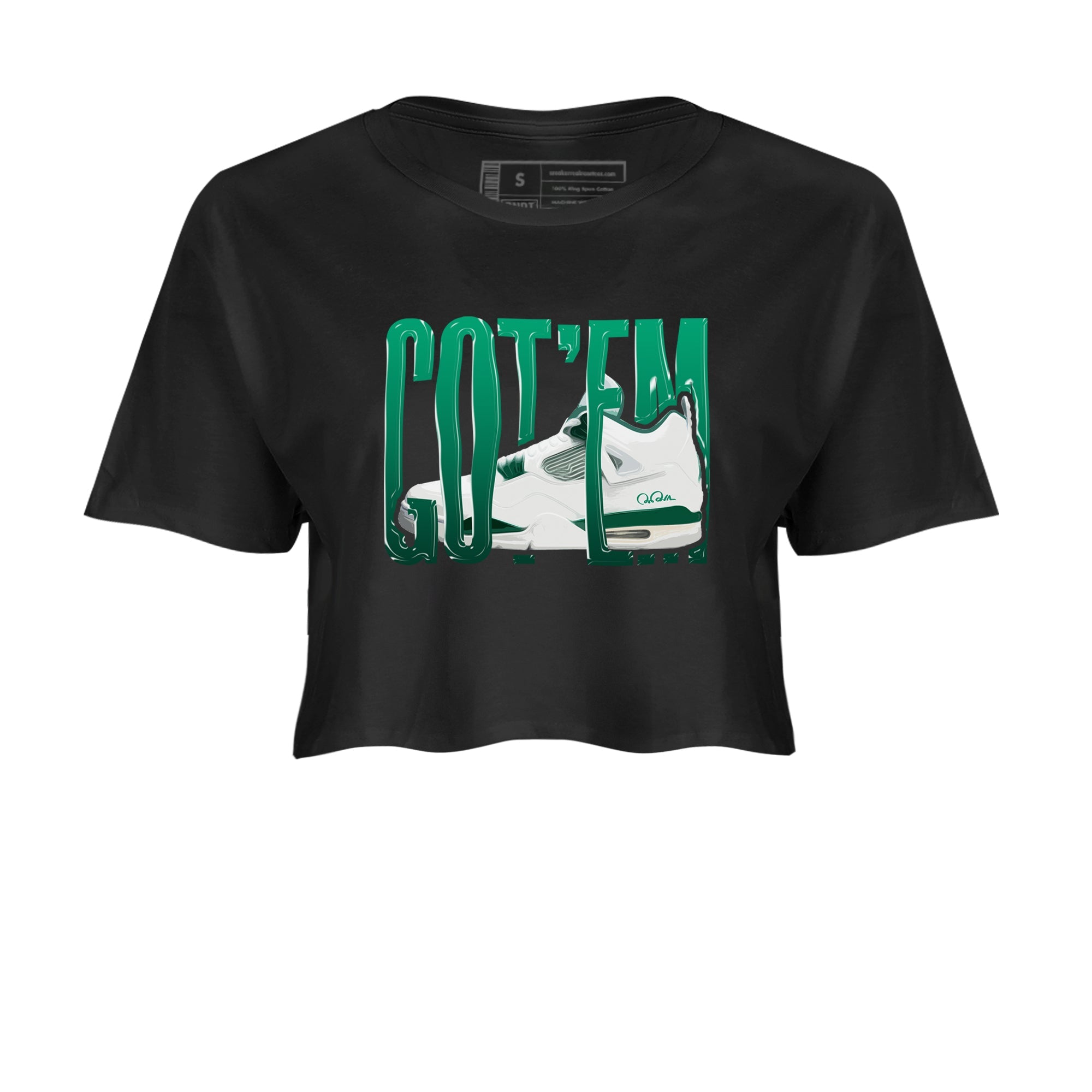 4s Oxidized Green shirts to match jordans Wiggling Gotem sneaker match tees Air Jordan 4 Oxidized Green Drip Gear Zone streetwear brand Black 2 crop tee