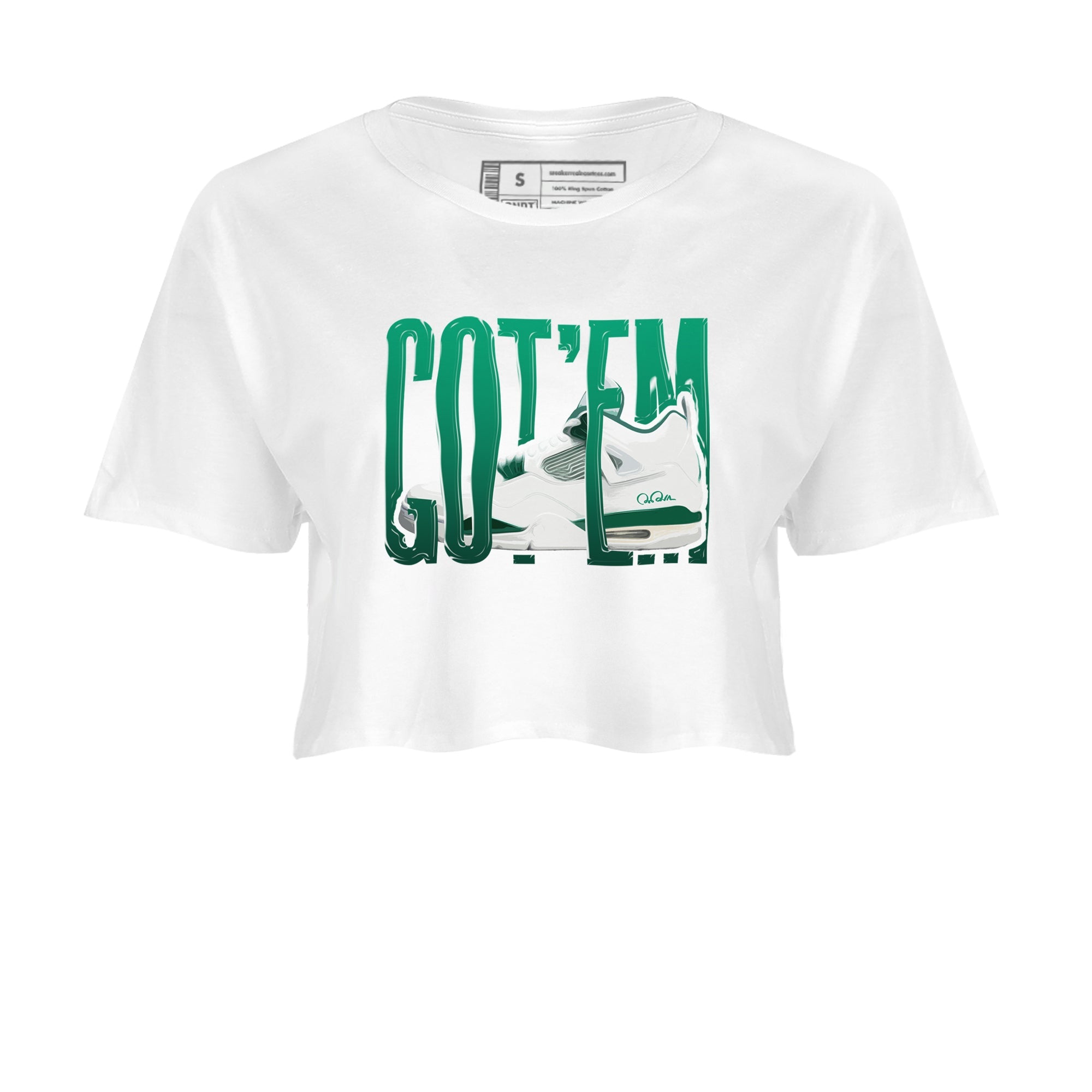 4s Oxidized Green shirts to match jordans Wiggling Gotem sneaker match tees Air Jordan 4 Oxidized Green Drip Gear Zone streetwear brand White 2 crop tee