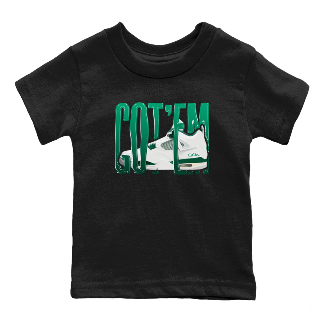 4s Oxidized Green shirts to match jordans Wiggling Gotem sneaker match tees Air Jordan 4 Oxidized Green Drip Gear Zone streetwear brand Baby and Youth Black 2 cotton tee
