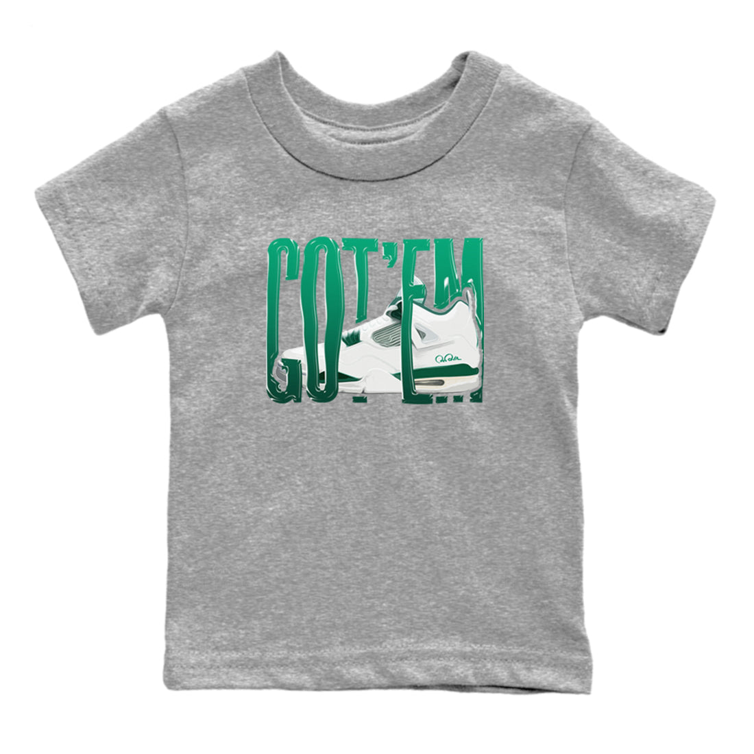 4s Oxidized Green shirts to match jordans Wiggling Gotem sneaker match tees Air Jordan 4 Oxidized Green Drip Gear Zone streetwear brand Baby and Youth Heather Grey 2 cotton tee
