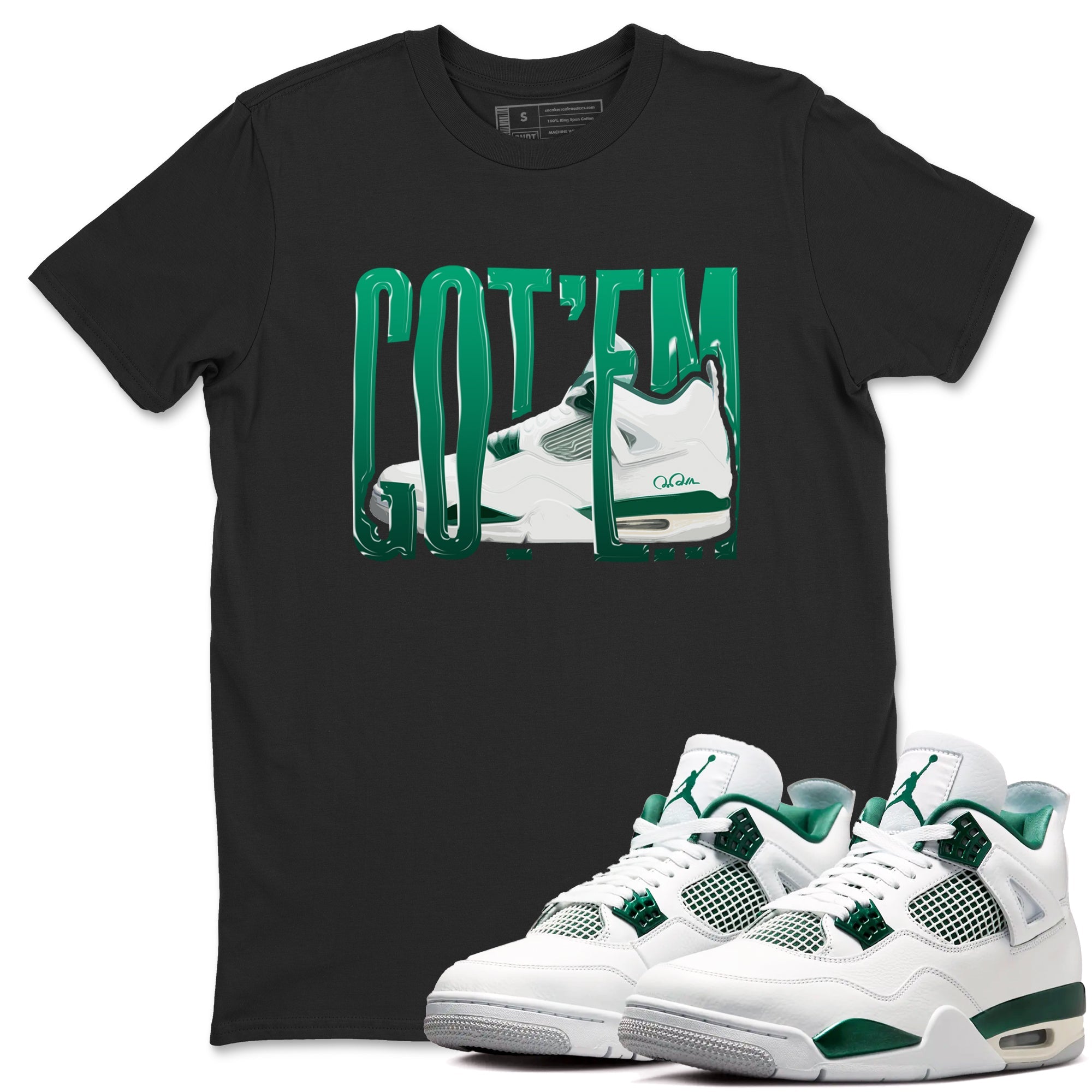 4s Oxidized Green shirts to match jordans Wiggling Gotem sneaker match tees Air Jordan 4 Oxidized Green Drip Gear Zone streetwear brand Black 1 unisex cotton tee