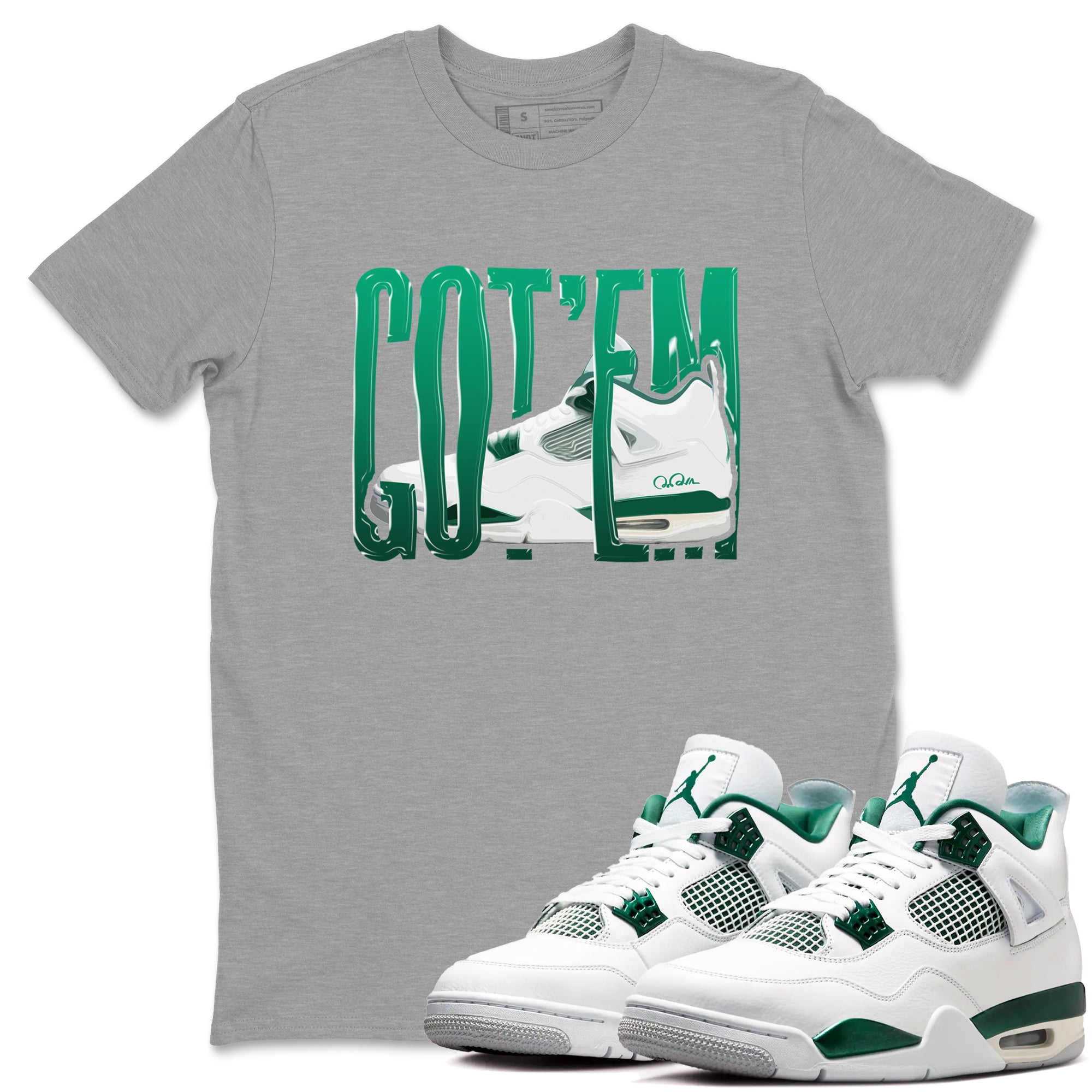 4s Oxidized Green shirts to match jordans Wiggling Gotem sneaker match tees Air Jordan 4 Oxidized Green Drip Gear Zone streetwear brand Heather Grey 1 unisex cotton tee