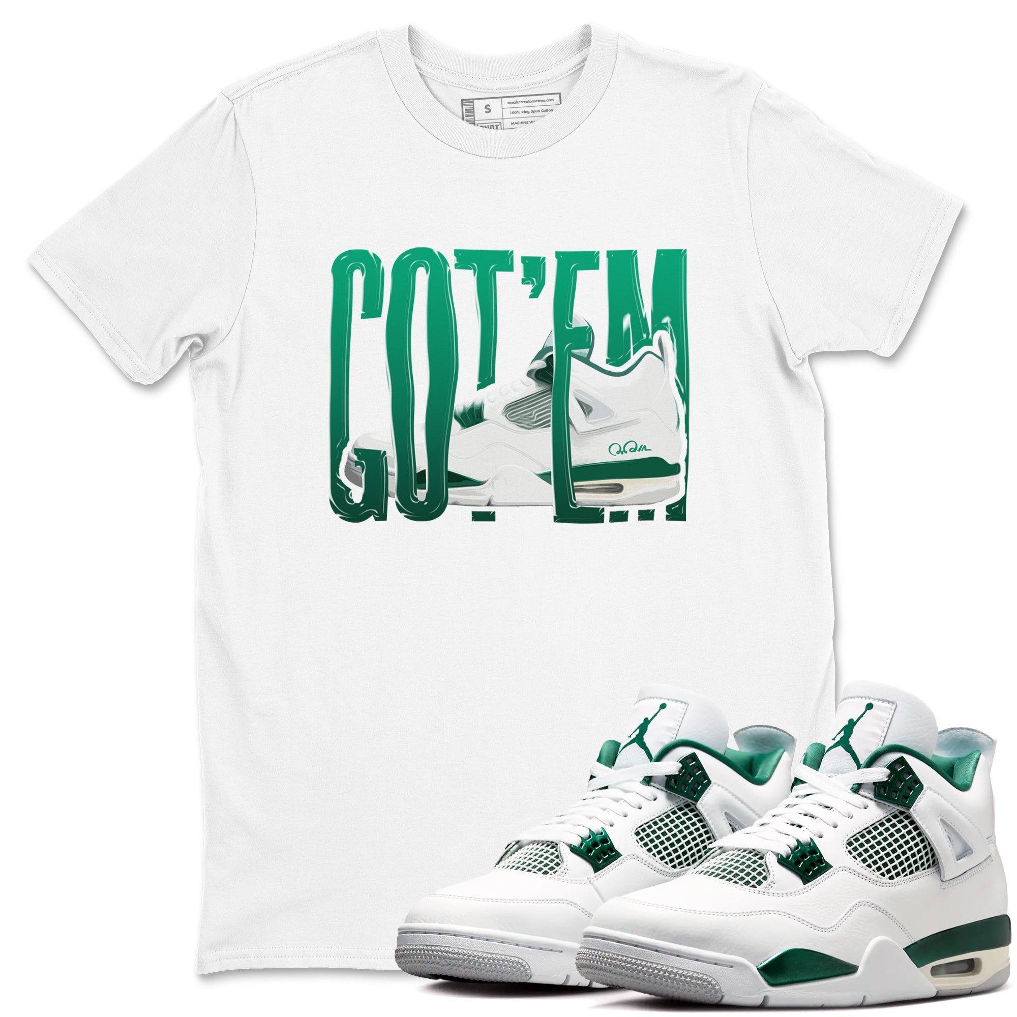 4s Oxidized Green shirts to match jordans Wiggling Gotem sneaker match tees Air Jordan 4 Oxidized Green Drip Gear Zone streetwear brand White 1 unisex cotton tee