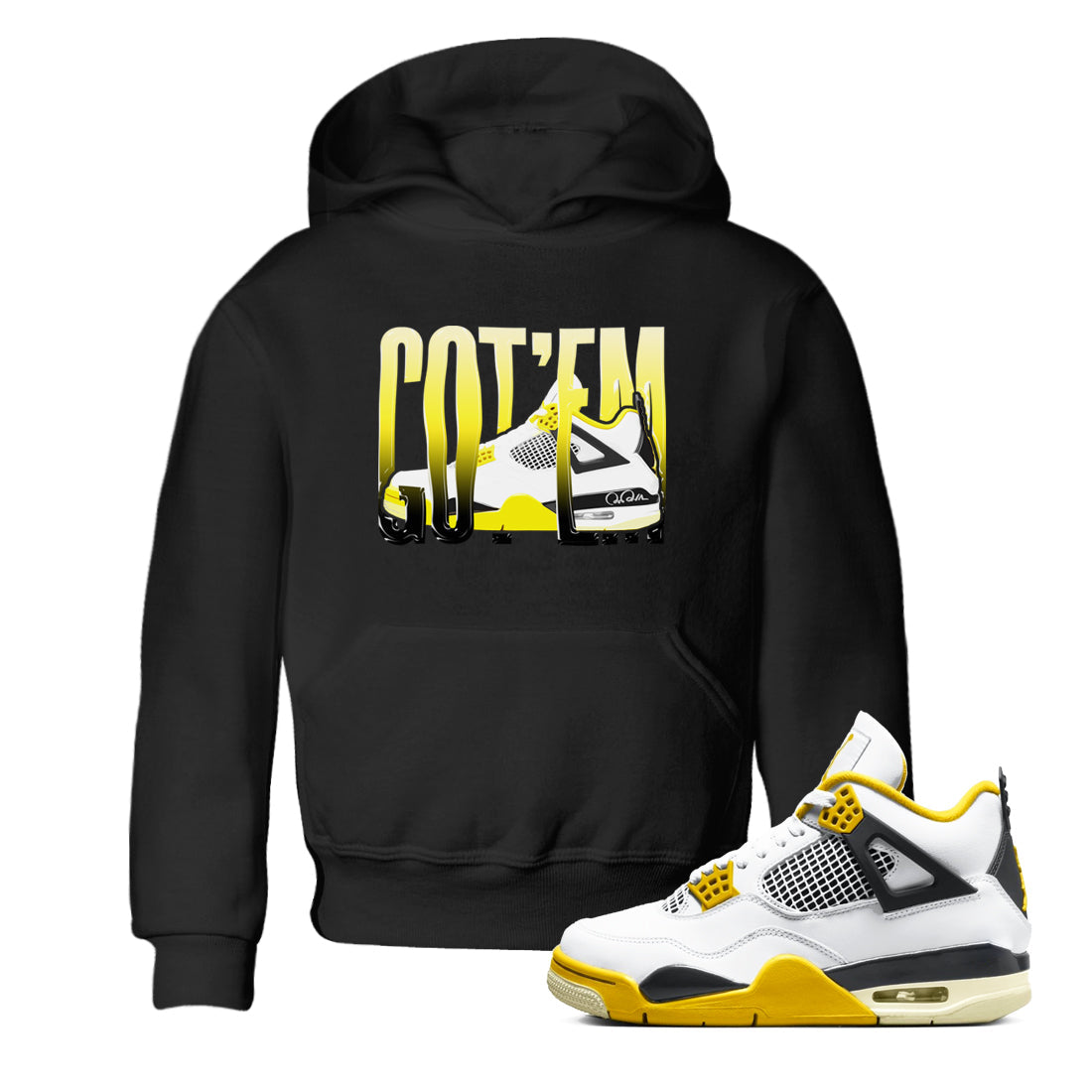 AJ4 Vivid Sulfur shirt to match jordans Wiggling Gotem sneaker tees Air Jordan 4 Vivid Sulfur Drip Gear Zone baby toddler Black 1 cotton Shirt