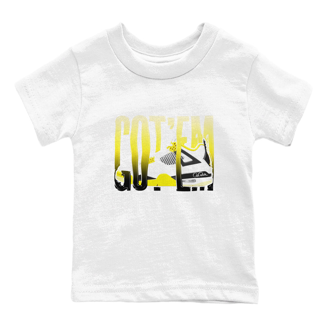 AJ4 Vivid Sulfur shirt to match jordans Wiggling Gotem sneaker tees Air Jordan 4 Vivid Sulfur Drip Gear Zone baby toddler White 2 cotton Shirt