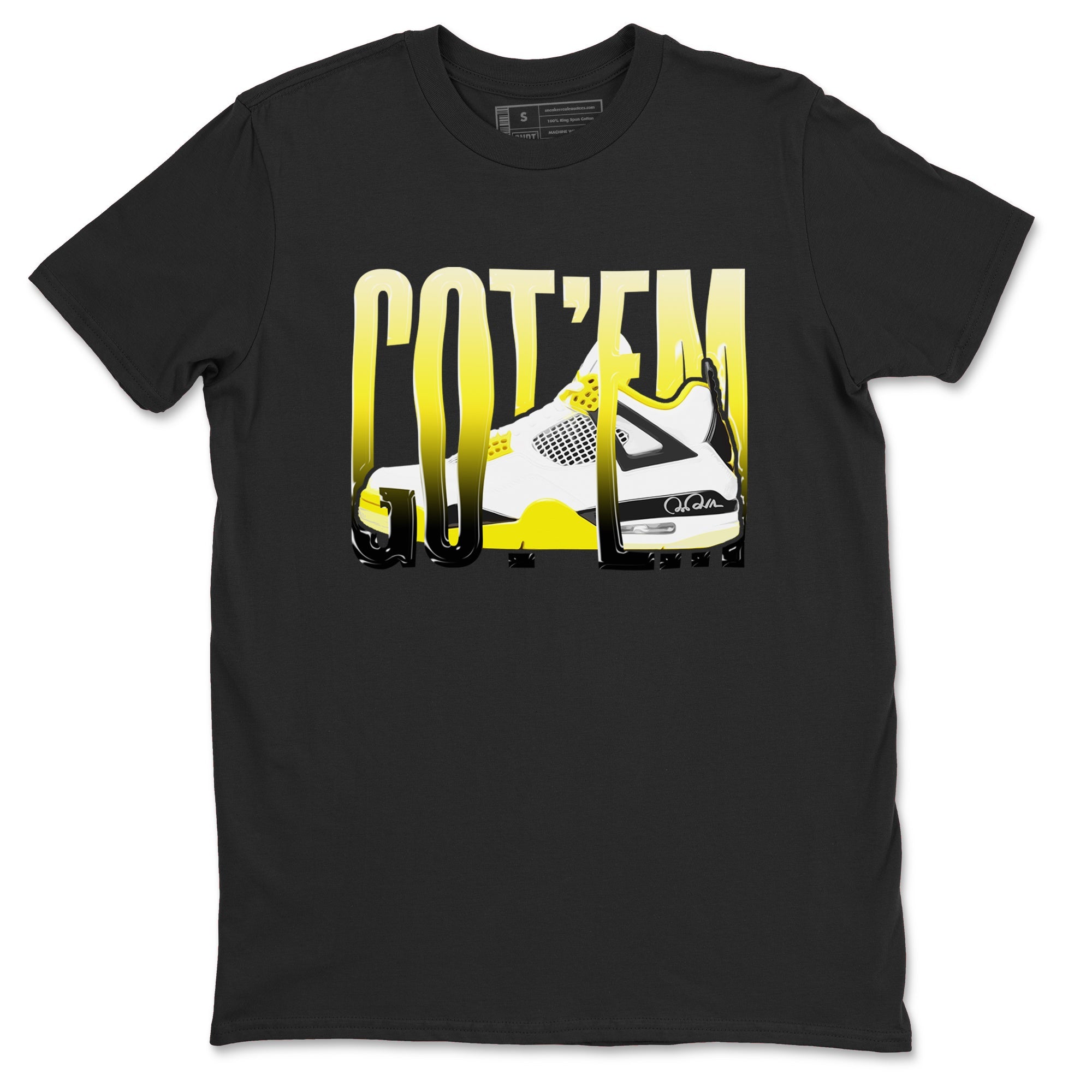 AJ4 Vivid Sulfur shirt to match jordans Wiggling Gotem sneaker tees Air Jordan 4 Vivid Sulfur Drip Gear Zone unisex cotton Black 2 crew neck shirt