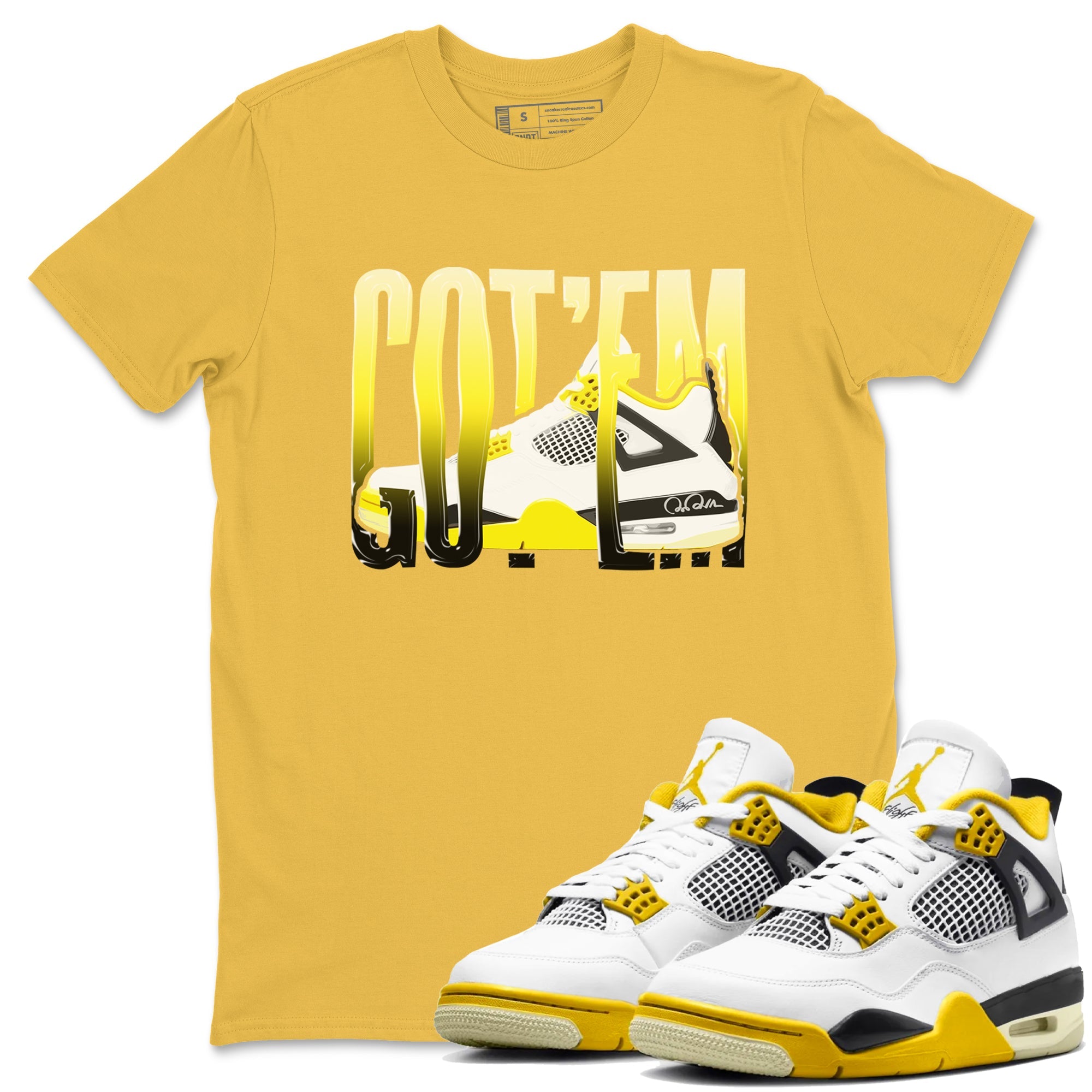 AJ4 Vivid Sulfur shirt to match jordans Wiggling Gotem sneaker tees Air Jordan 4 Vivid Sulfur Drip Gear Zone unisex cotton Daisy 1 crew neck shirt