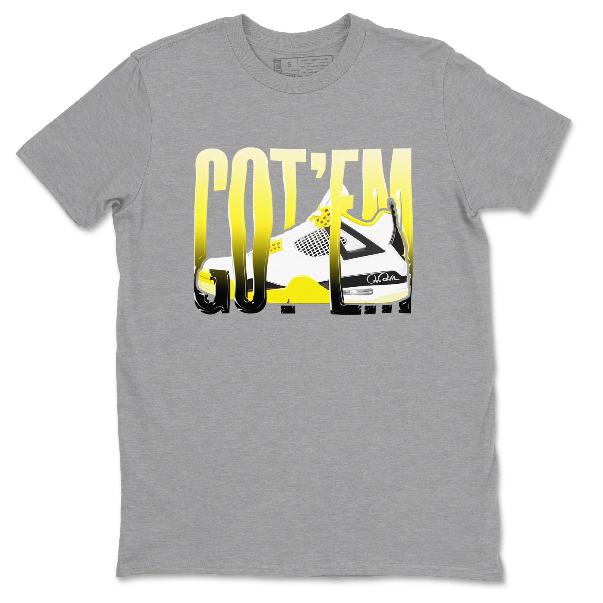 AJ4 Vivid Sulfur shirt to match jordans Wiggling Gotem sneaker tees Air Jordan 4 Vivid Sulfur Drip Gear Zone unisex cotton Heather Grey 2 crew neck shirt