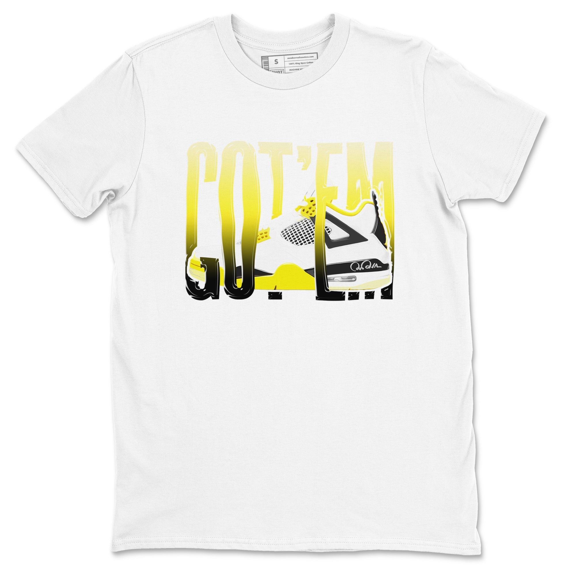 AJ4 Vivid Sulfur shirt to match jordans Wiggling Gotem sneaker tees Air Jordan 4 Vivid Sulfur Drip Gear Zone unisex cotton White 2 crew neck shirt