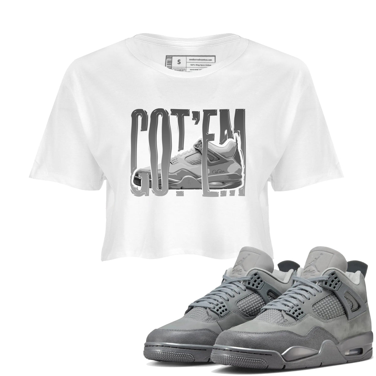 4s Wet Cement shirts to match jordans Wiggling Gotem sneaker match tees Air Jordan 4 SE Wet Cement Drip Gear Zone unisex cotton White 1 Crop Shirts