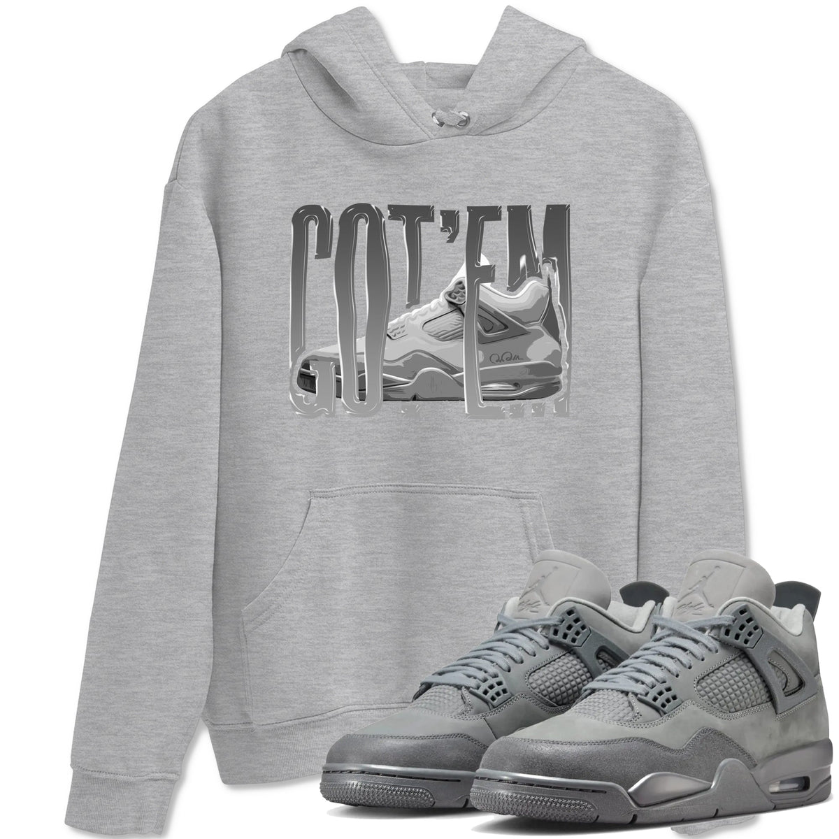 4s Wet Cement shirts to match jordans Wiggling Gotem sneaker match tees Air Jordan 4 SE Wet Cement Drip Gear Zone unisex cotton Heather Grey 1 crew neck shirts