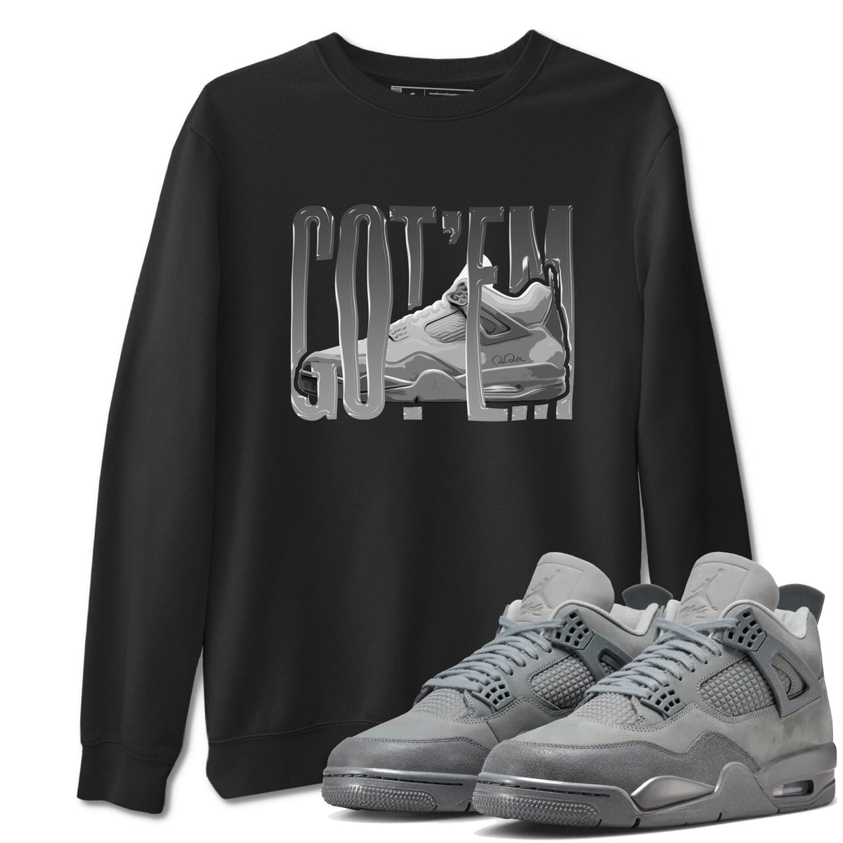 4s Wet Cement shirts to match jordans Wiggling Gotem sneaker match tees Air Jordan 4 SE Wet Cement Drip Gear Zone unisex cotton Black 1 crew neck shirts