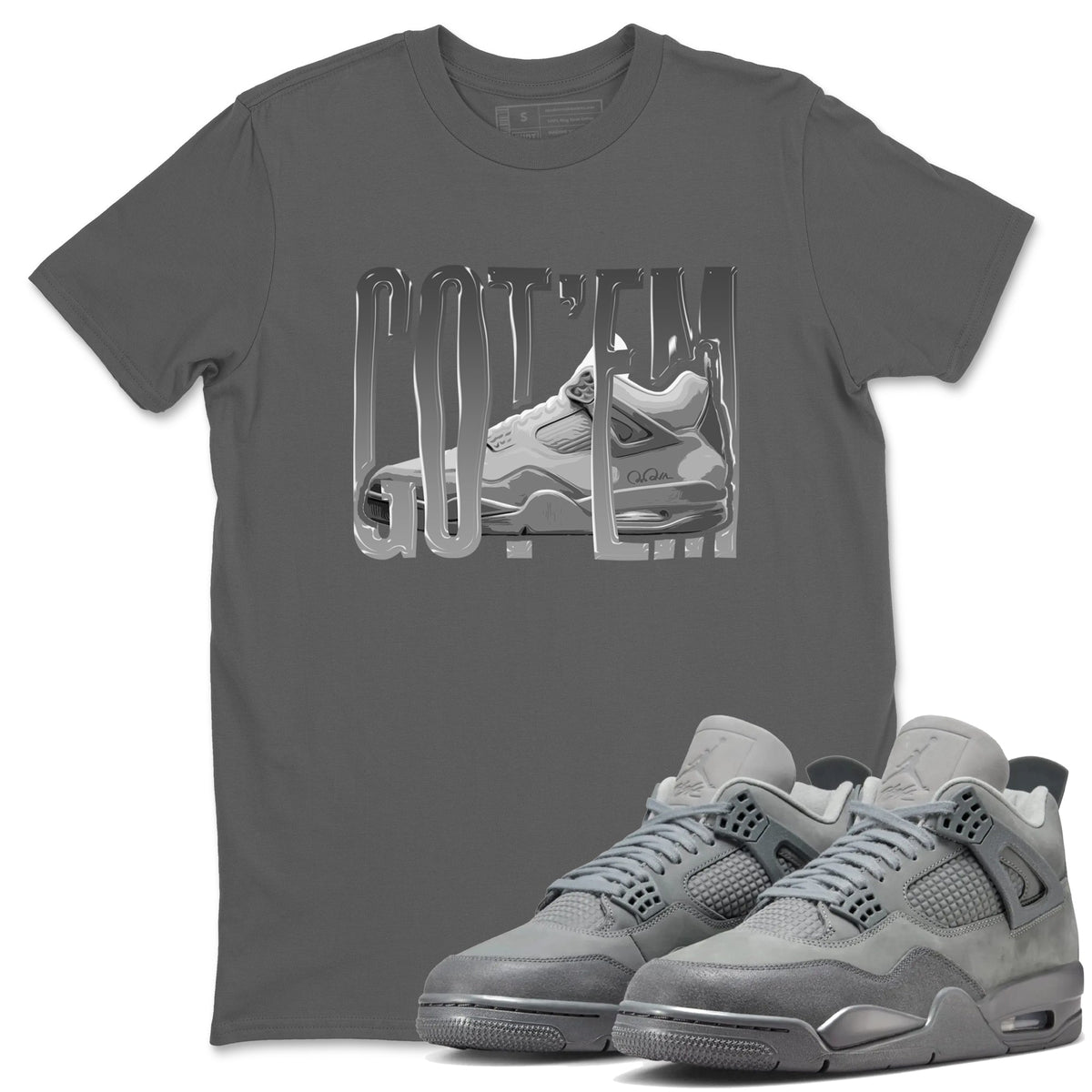 4s Wet Cement shirts to match jordans Wiggling Gotem sneaker match tees Air Jordan 4 SE Wet Cement Drip Gear Zone unisex cotton Cool Grey 1 crew neck shirts