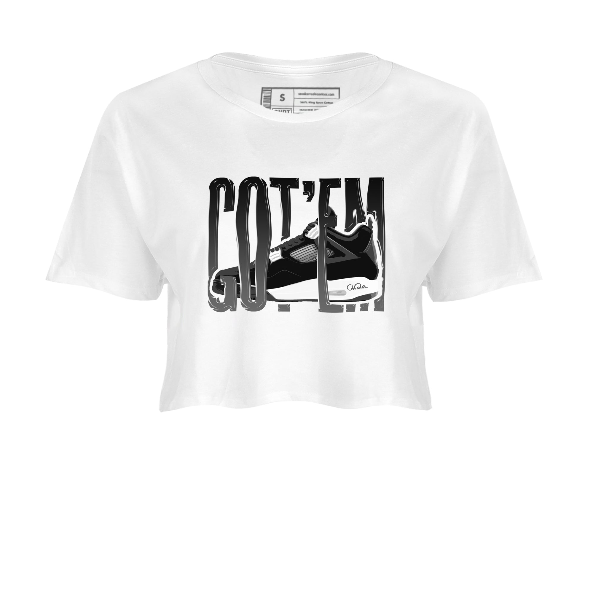 4s White Thunder shirts to match jordans Wiggling Gotem sneaker match tees Air Jordan 4 White Thunder Drip Gear Zone unisex cotton White 2 Crop Shirts