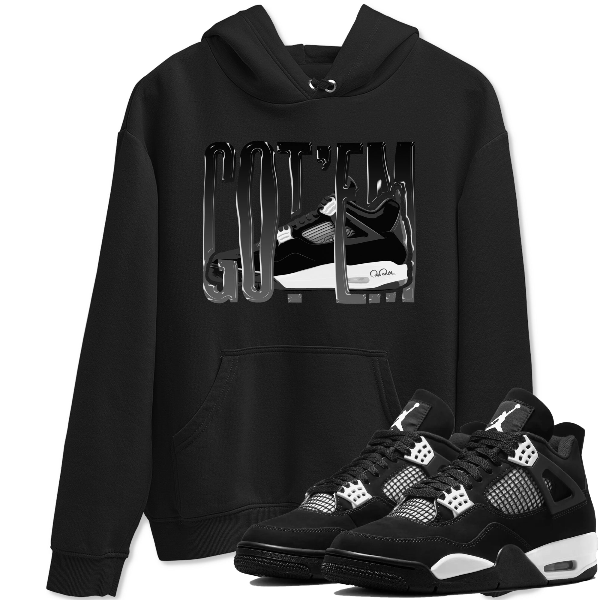 4s White Thunder shirts to match jordans Wiggling Gotem sneaker match tees Air Jordan 4 White Thunder Drip Gear Zone unisex cotton Black 1 crew neck shirts