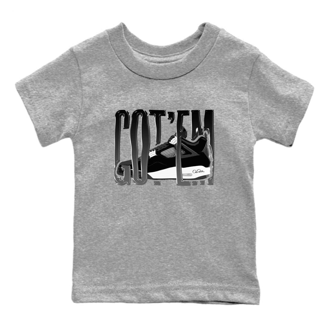 4s White Thunder shirts to match jordans Wiggling Gotem sneaker match tees Air Jordan 4 White Thunder Drip Gear Zone Youth Baby Heather Grey 2 crew neck shirts
