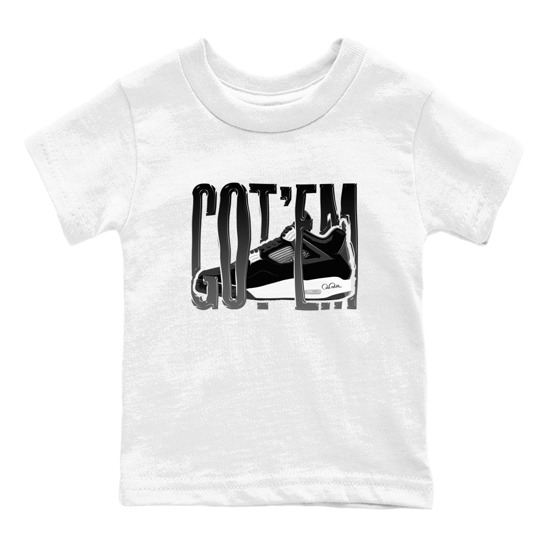 4s White Thunder shirts to match jordans Wiggling Gotem sneaker match tees Air Jordan 4 White Thunder Drip Gear Zone Youth Baby White 2 crew neck shirts